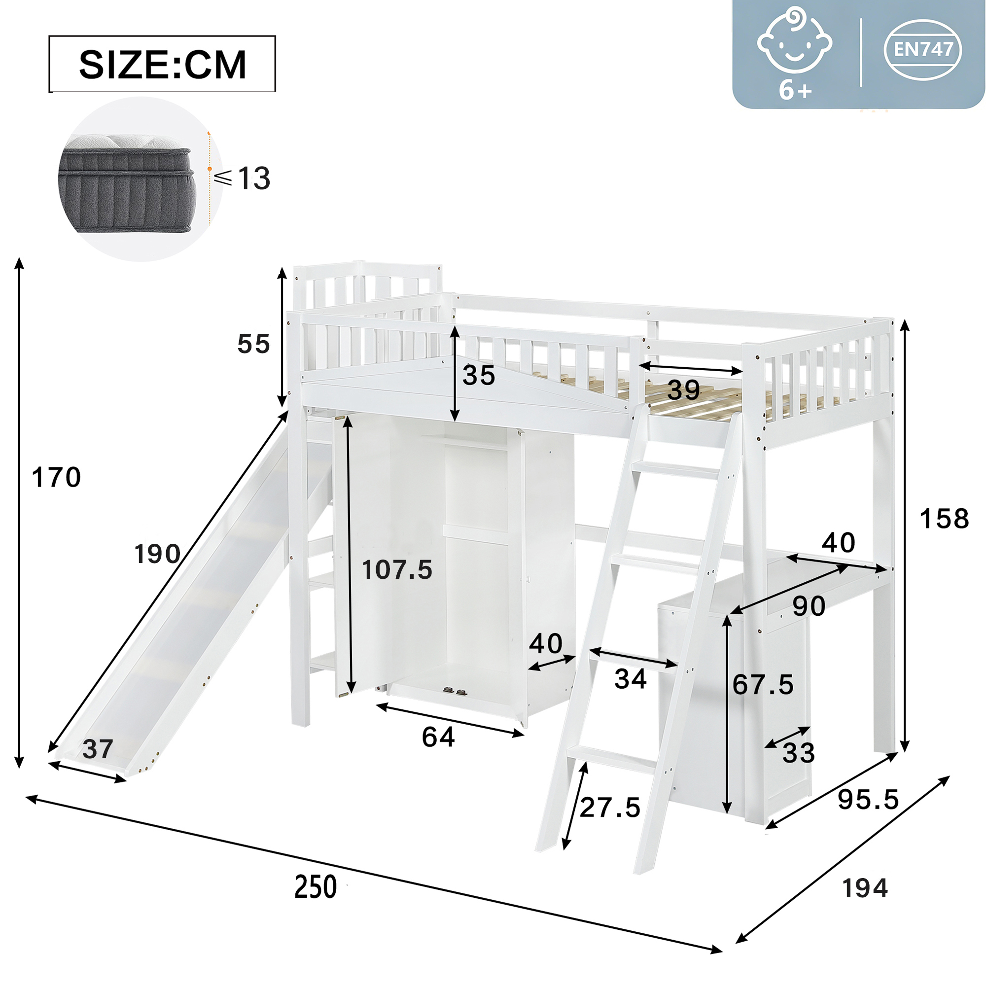 Dimensions du lit superposé