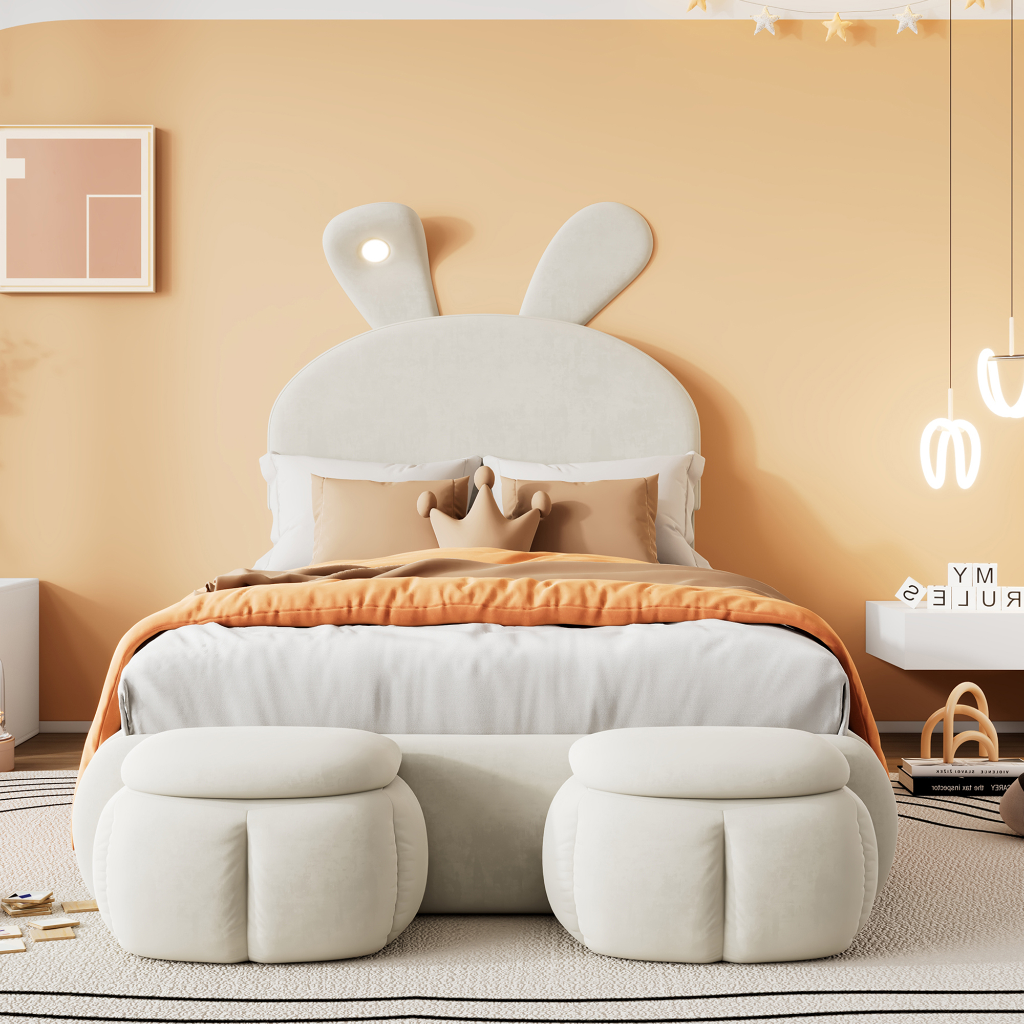 [53068586WAA]Polsterbett, Einzelbett, Hasenohren m