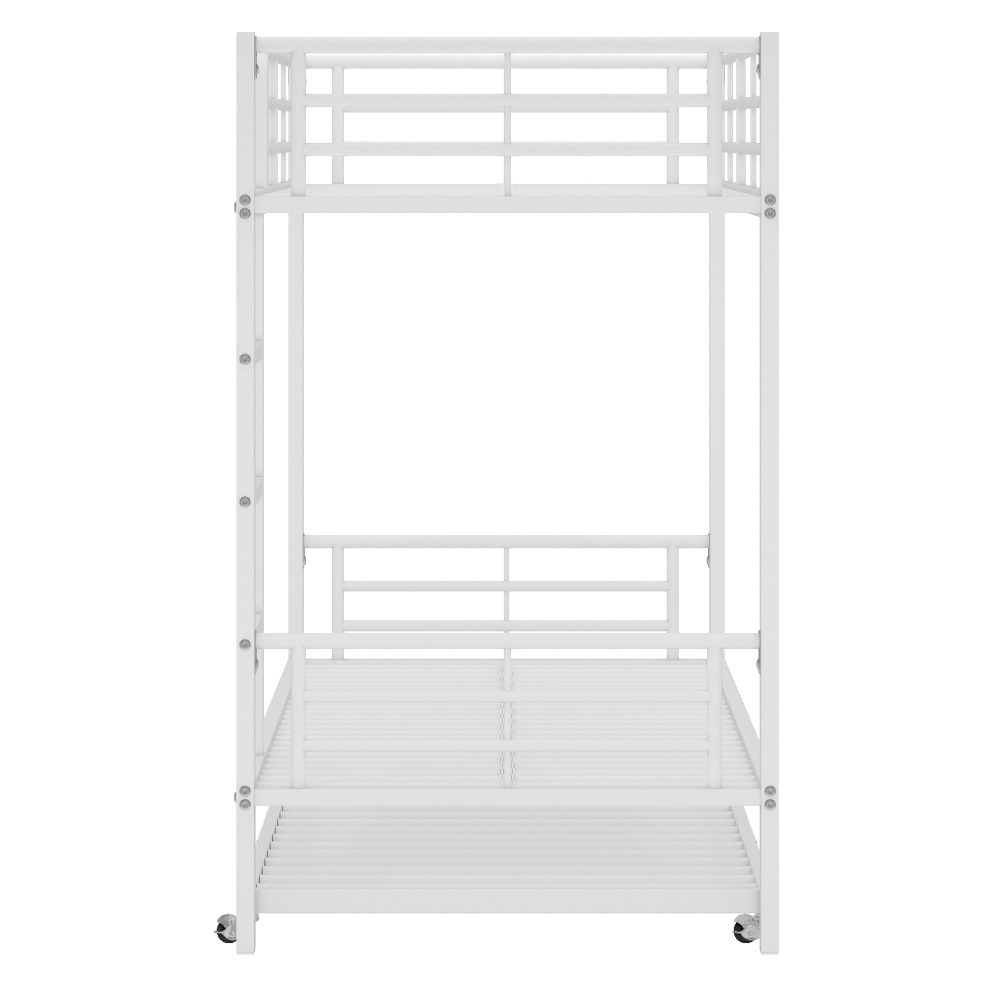 Lit superposé avec lit escamotable, pour matelas 90×200 et 90×190 cm, 4 barrières sécurité, échelle 3 marches, pour chambre d'enfant, gain de place vertical, accès sûr, design stable, style fonctionnel - image 10