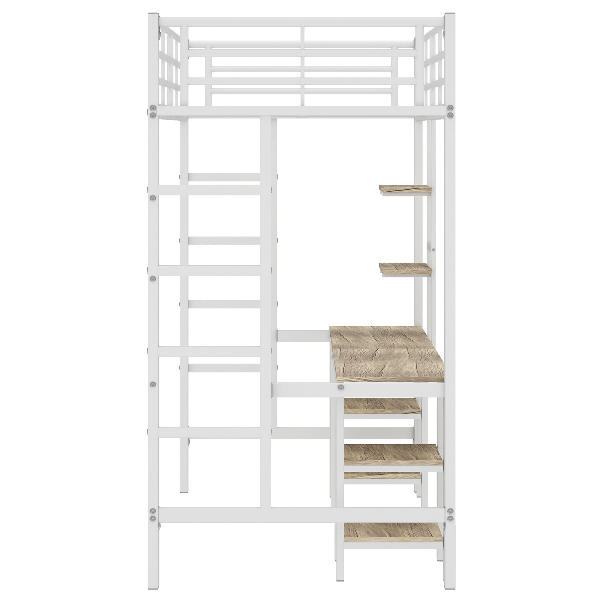 Lit superposé en fer avec bureau et étagères niveau inférieur, pour chambre d'enfant, construction robuste, design polyvalent, maximise espace, étude et jeu, stabilité, sécurité, style fonctionnel moderne - image 10