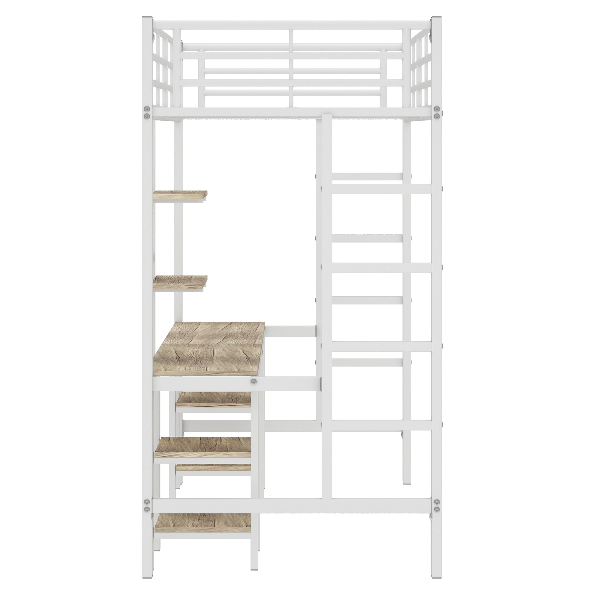Lit superposé en fer avec bureau et étagères niveau inférieur, pour chambre d'enfant, construction robuste, design polyvalent, maximise espace, étude et jeu, stabilité, sécurité, style fonctionnel moderne - image 11