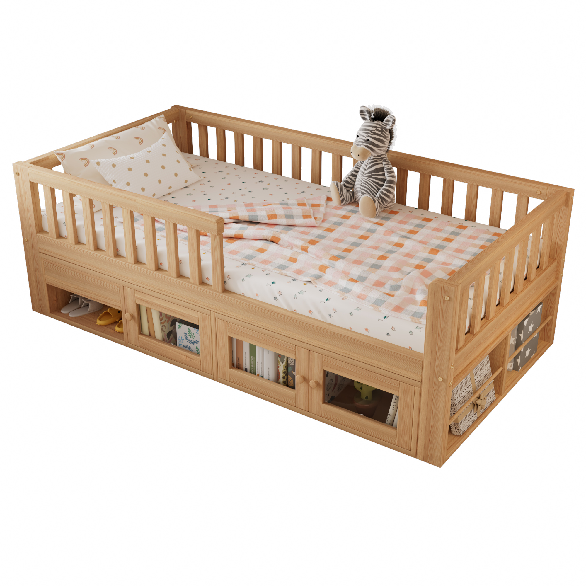 Design lit enfant rangement bois naturel