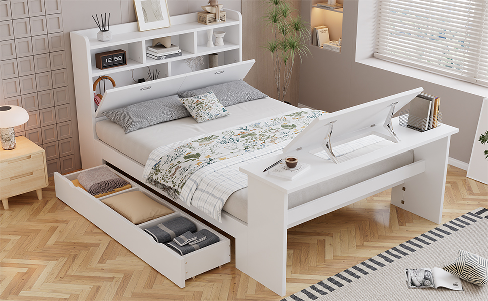 Table rabattable au pied du lit