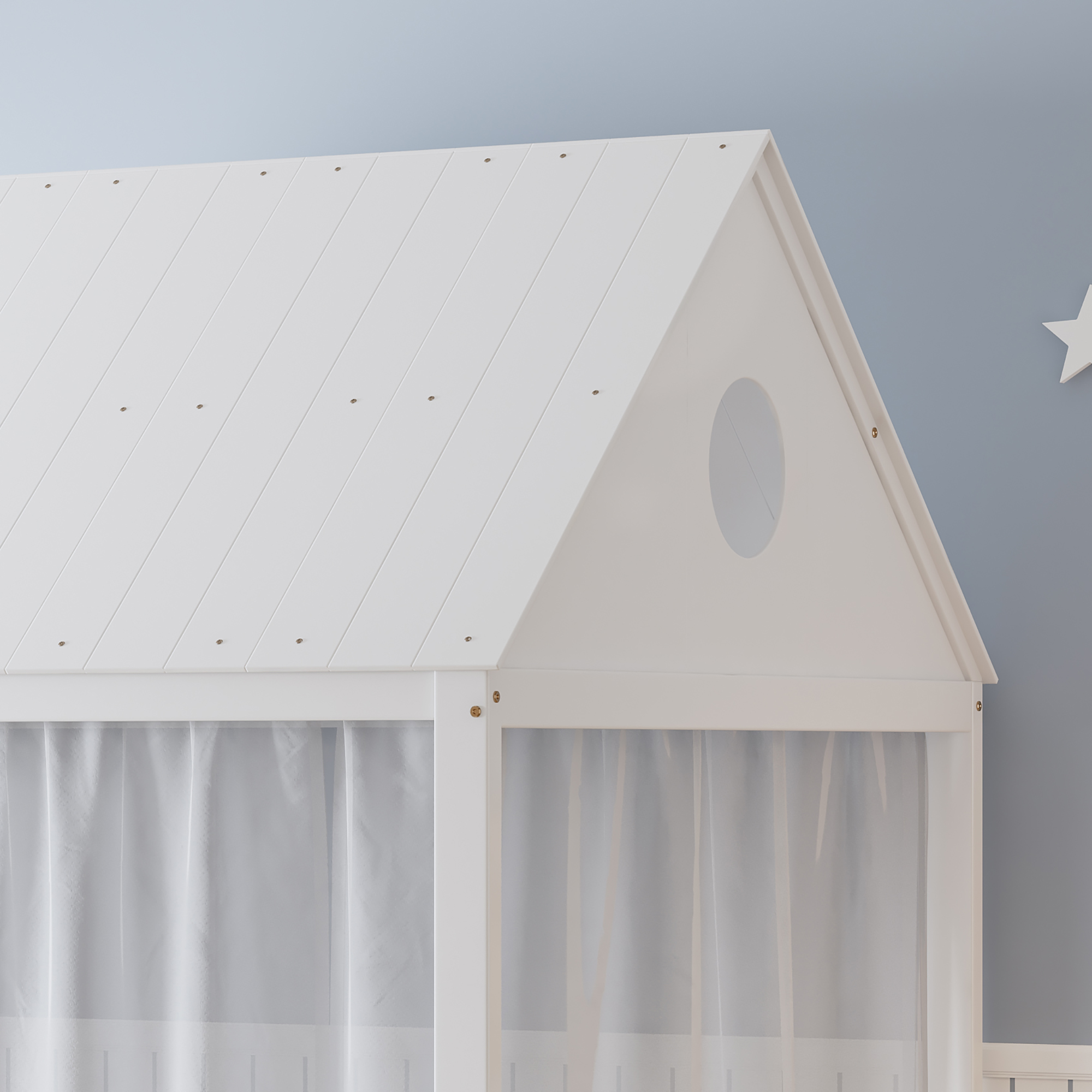 Lit maison enfant 140x200 cm en bois de pin MDF et - image 17