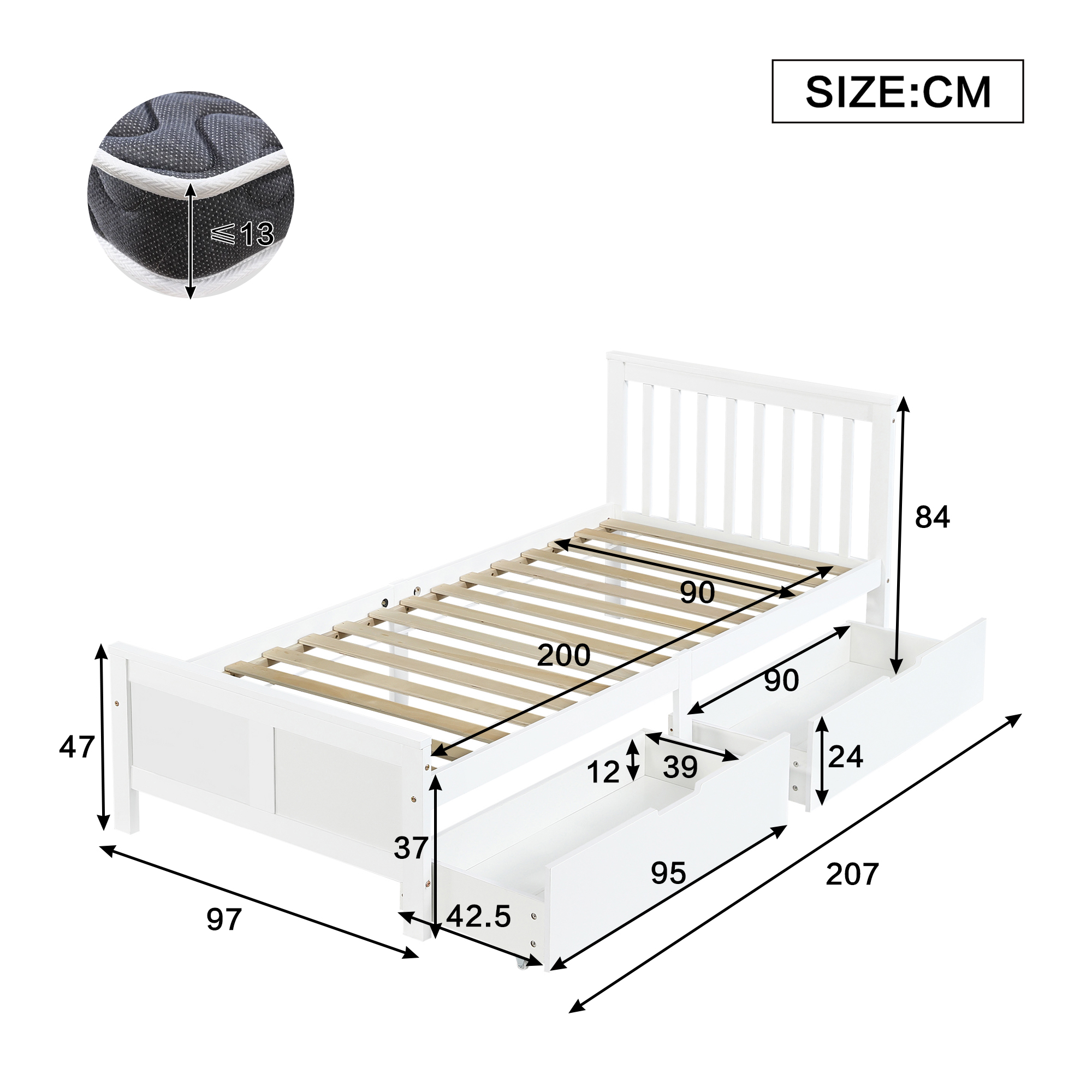 Dimensions du lit simple