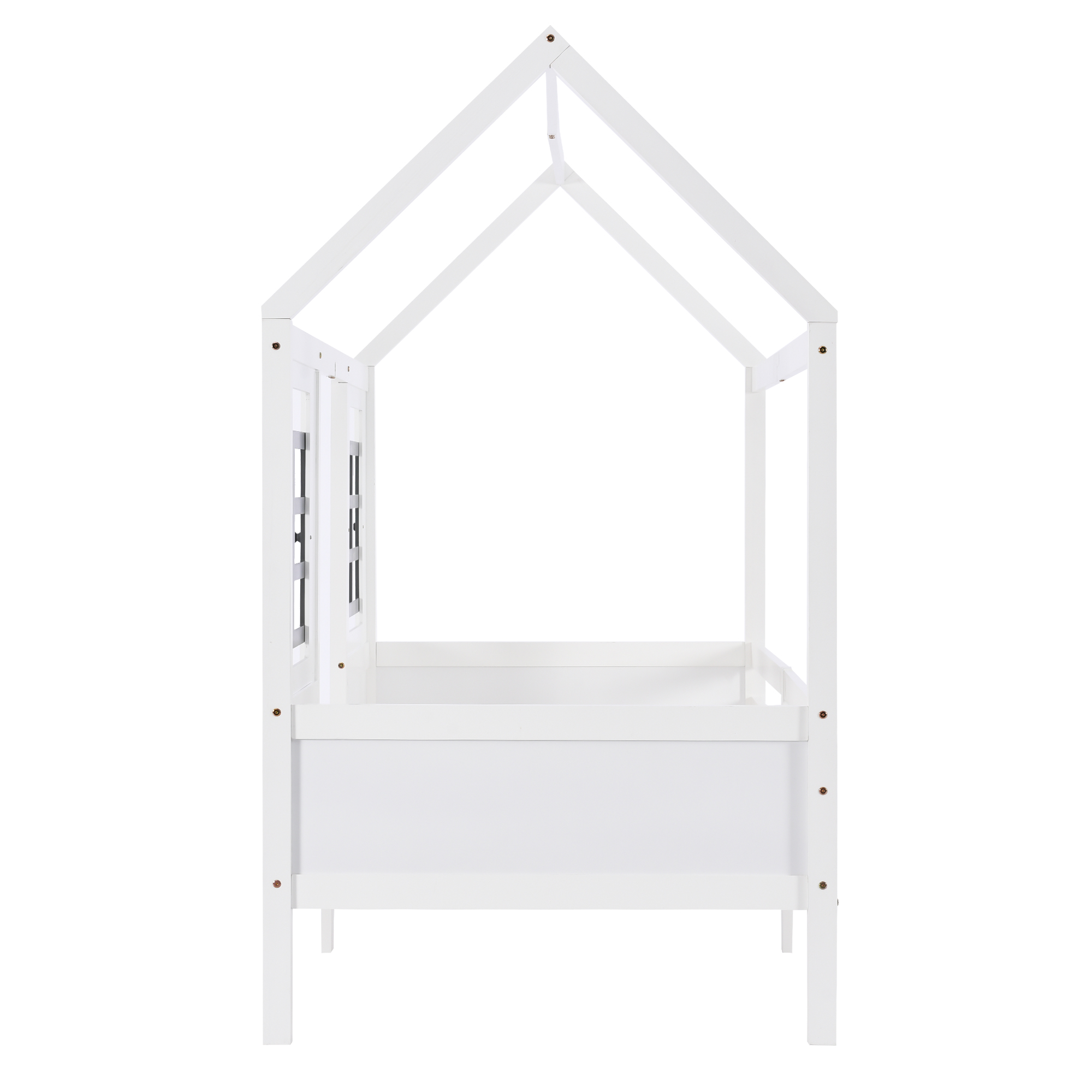 Lit enfant en forme de maison avec doubles fenêtres MDF, barrières sécurité, autocollants vis, pour chambre d'enfant, design chaleureux, sécurité renforcée, jeu et sommeil, style ludique, stabilité, confort - image 12