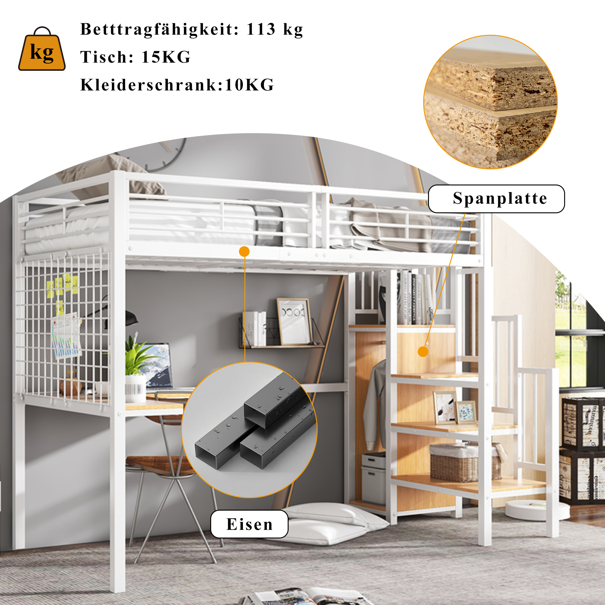 [32552890WAA] Eisenbett, Etagenbett, Hochbett, Gee