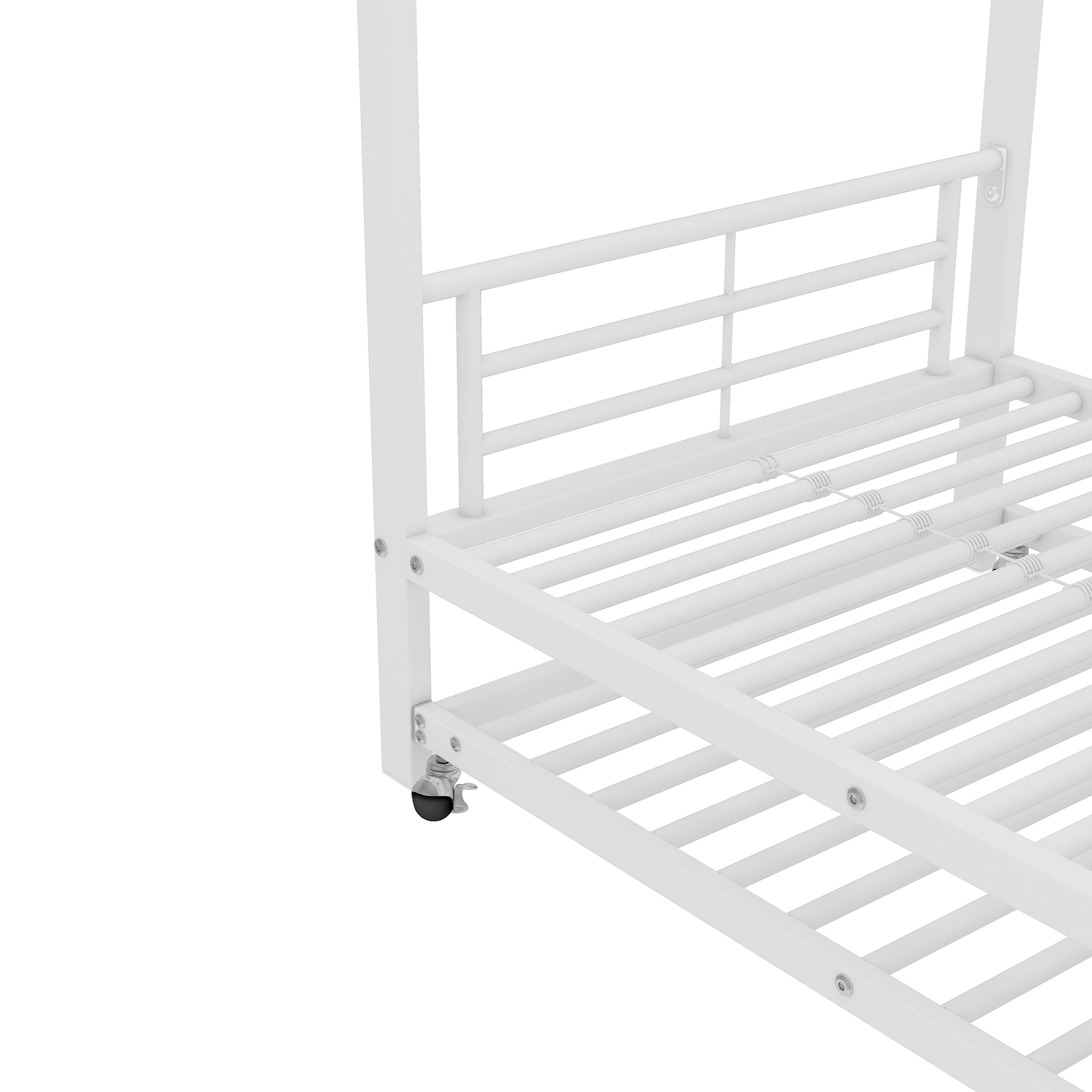 Lit superposé avec lit escamotable, pour matelas 90×200 et 90×190 cm, 4 barrières sécurité, échelle 3 marches, pour chambre d'enfant, gain de place vertical, accès sûr, design stable, style fonctionnel - image 16