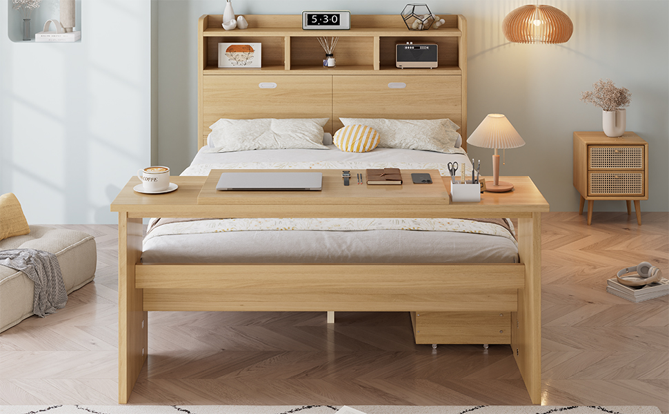 Table rabattable au pied du lit