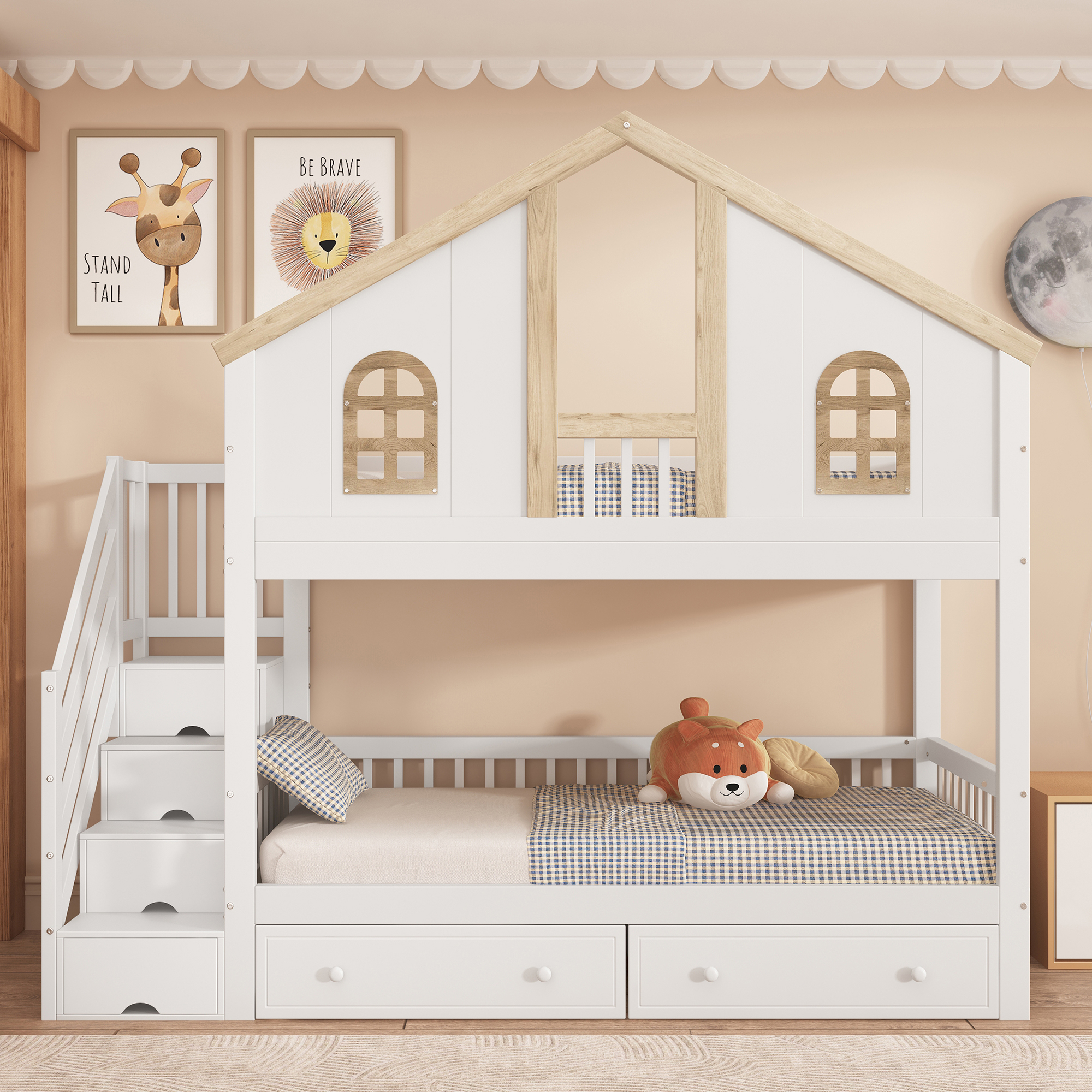 Etagenbett, Kinderbett, mit farblich abgesetztem F