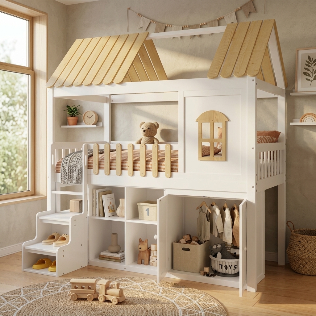 Espace de rangement sous le lit