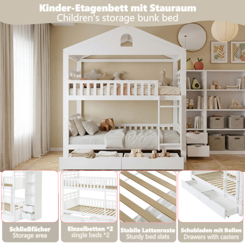 Lit superpose enfant maisonnette blanc