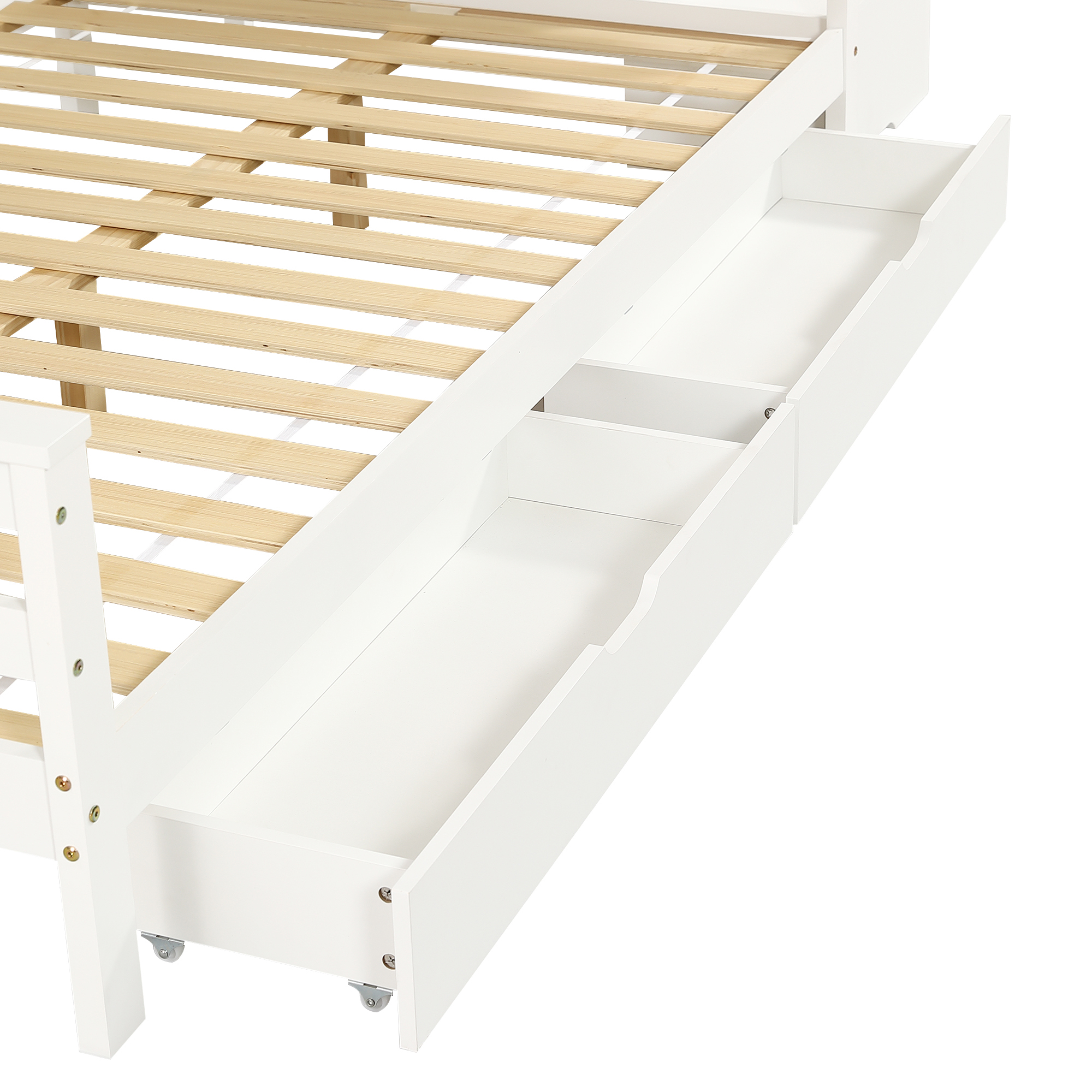 Lit superposé enfant pin/MDF/contreplaqué avec 2 tiroirs à roulettes, échelle-coffre d'angle, fenêtres exquises, pour chambre d'enfant, beaucoup de rangement, sécurité, design charmant, stabilité, durabilité - image 25