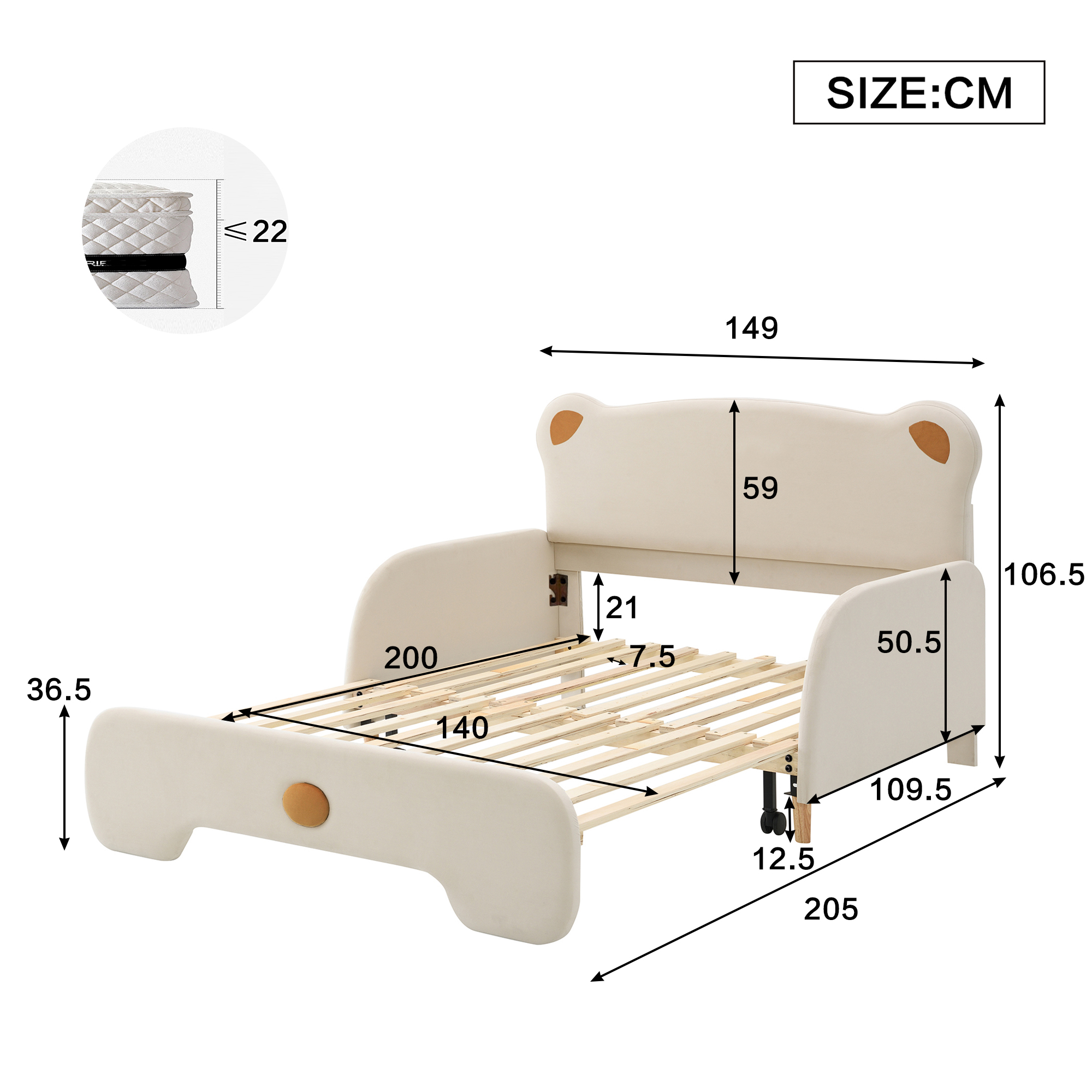 Dimensions du lit banquette