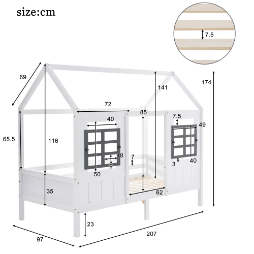 Diagramme des dimensions du lit maison