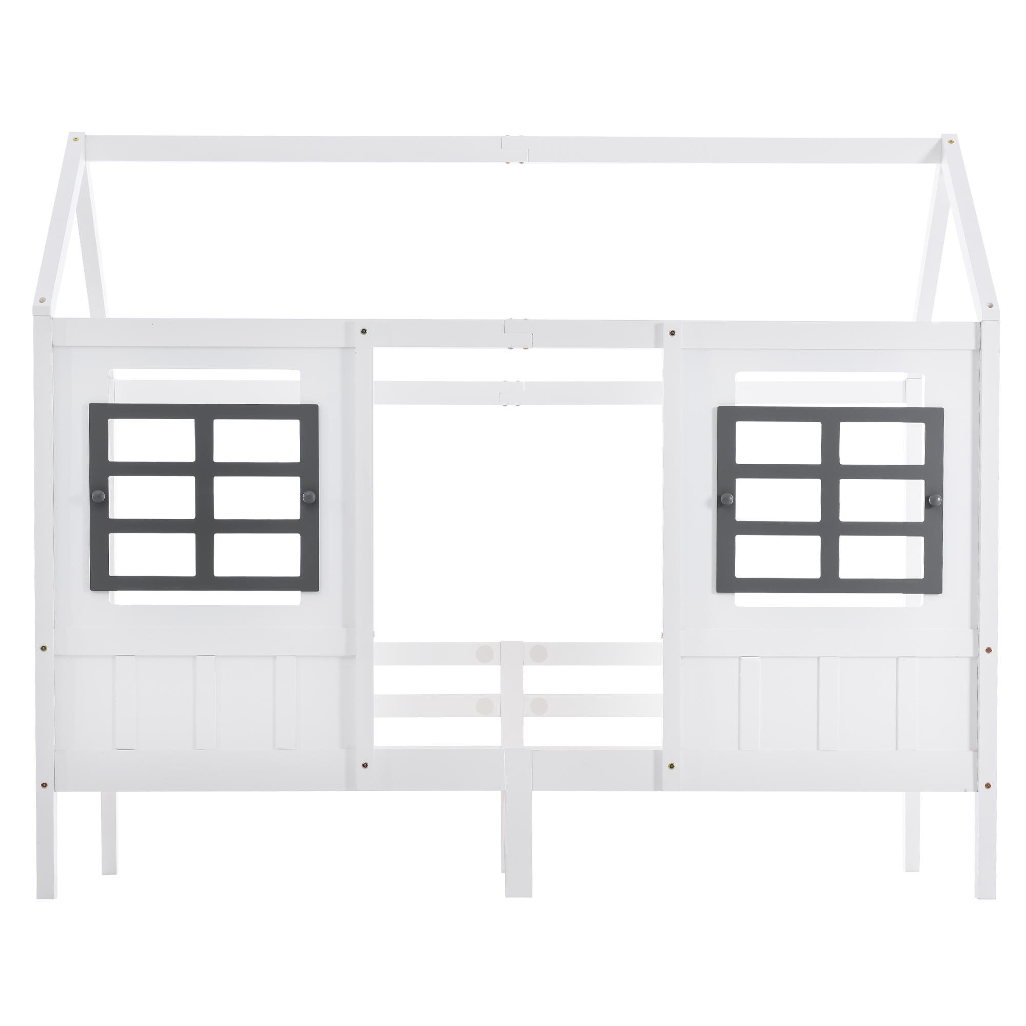 Lit enfant en forme de maison avec doubles fenêtres MDF, barrières sécurité, autocollants vis, pour chambre d'enfant, design chaleureux, sécurité renforcée, jeu et sommeil, style ludique, stabilité, confort - image 7
