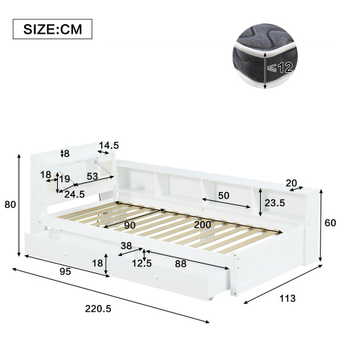Vue d'ensemble du lit simple