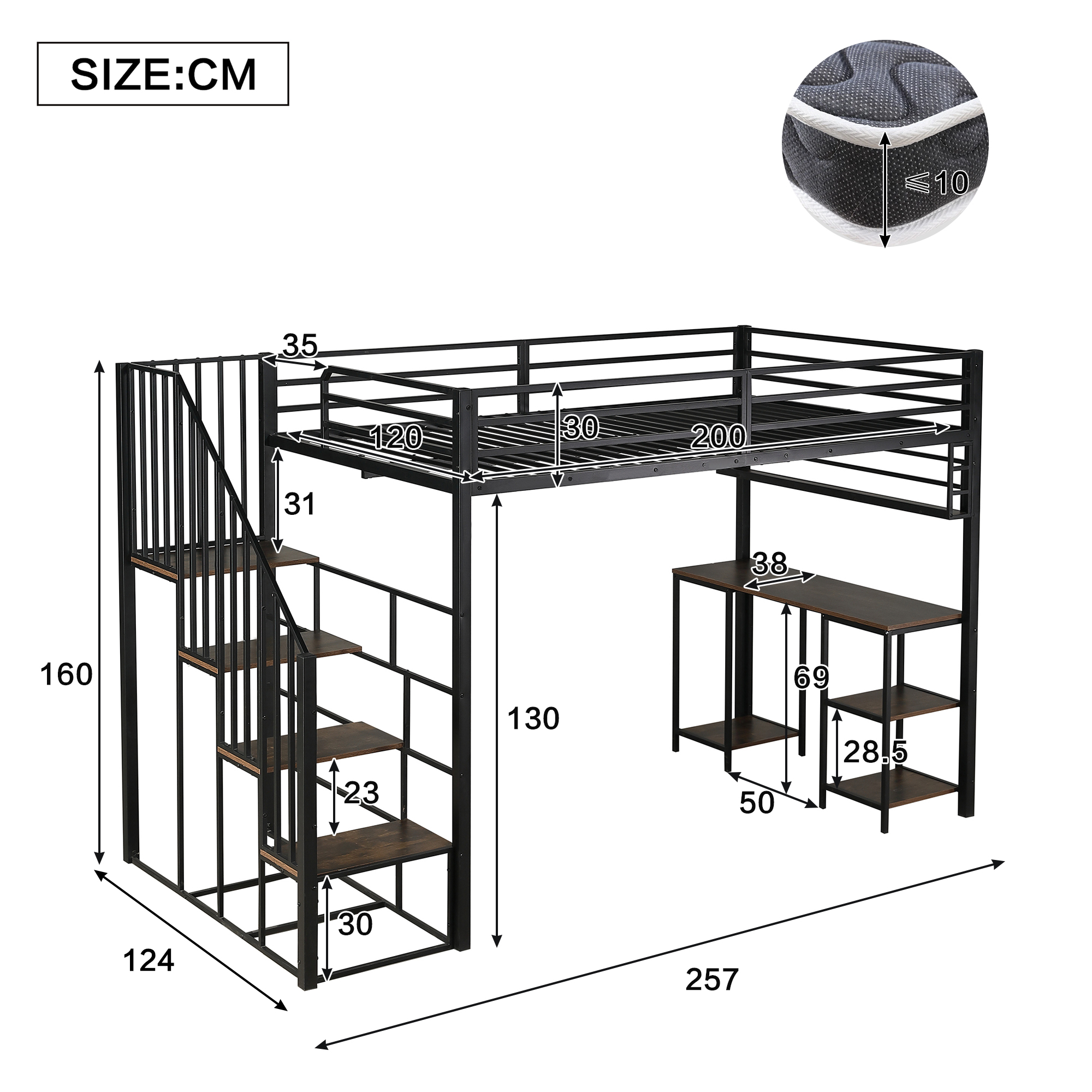 Dimensions du lit mezzanine