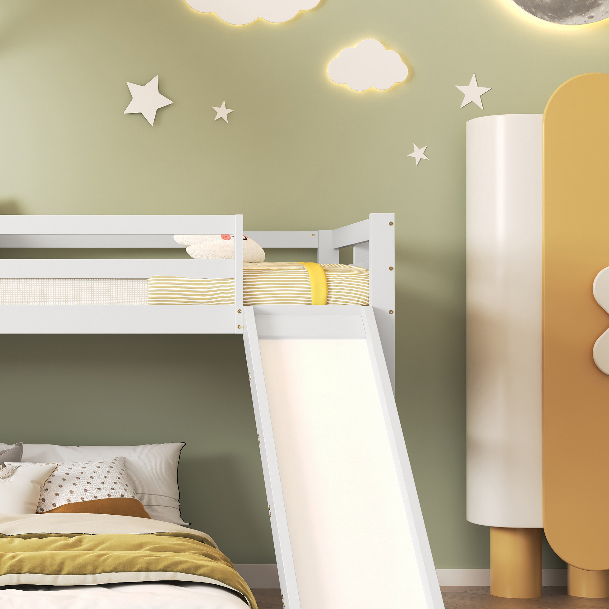 vue perspective complète lit superposé maison enfant