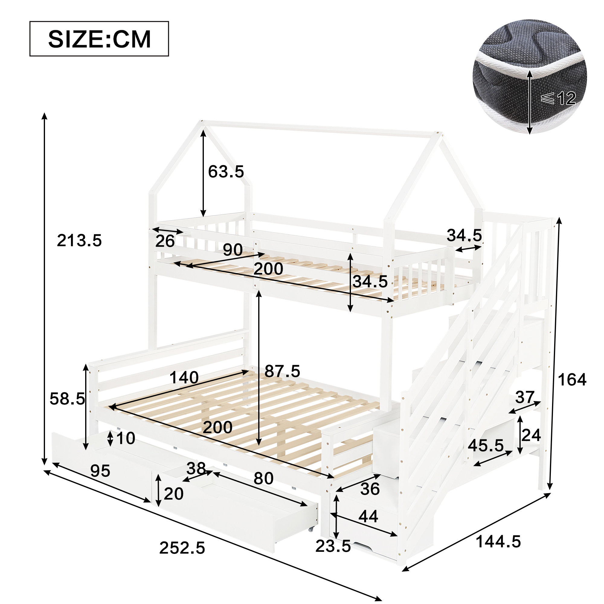 Dimensions du lit superposé