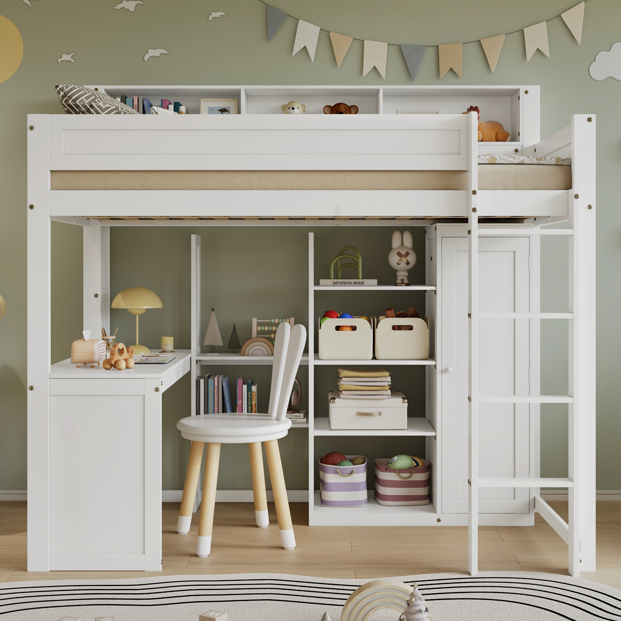 Espace de rangement intégré du lit superposé
