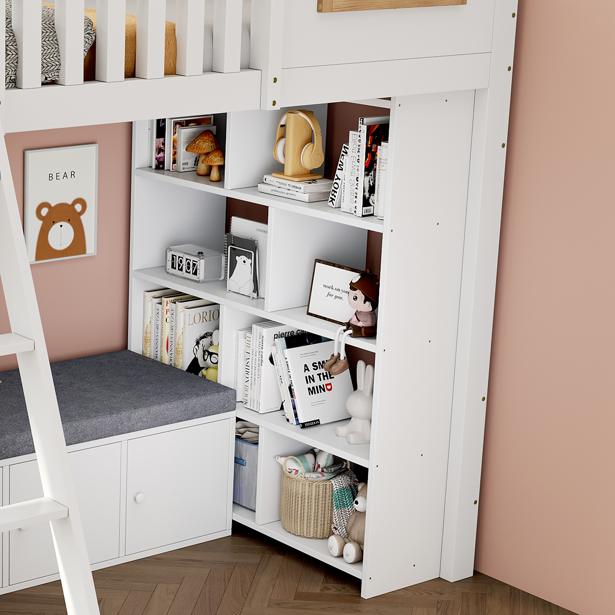 Lit mezzanine enfant avec espace rangement