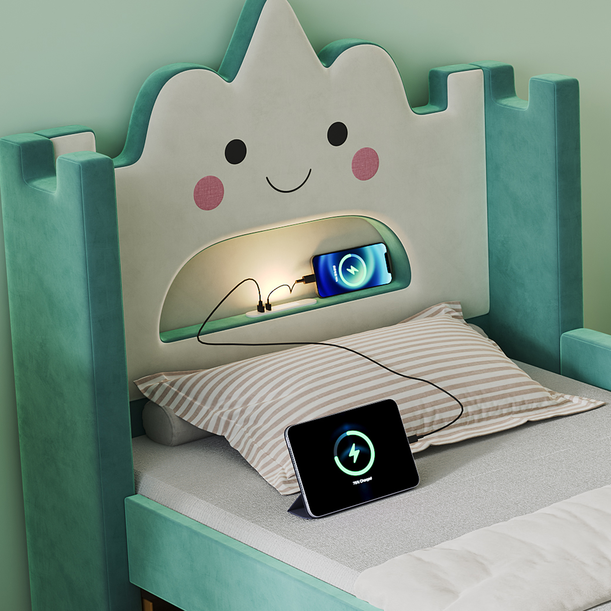 Tête de lit nuage avec lampe et port USB