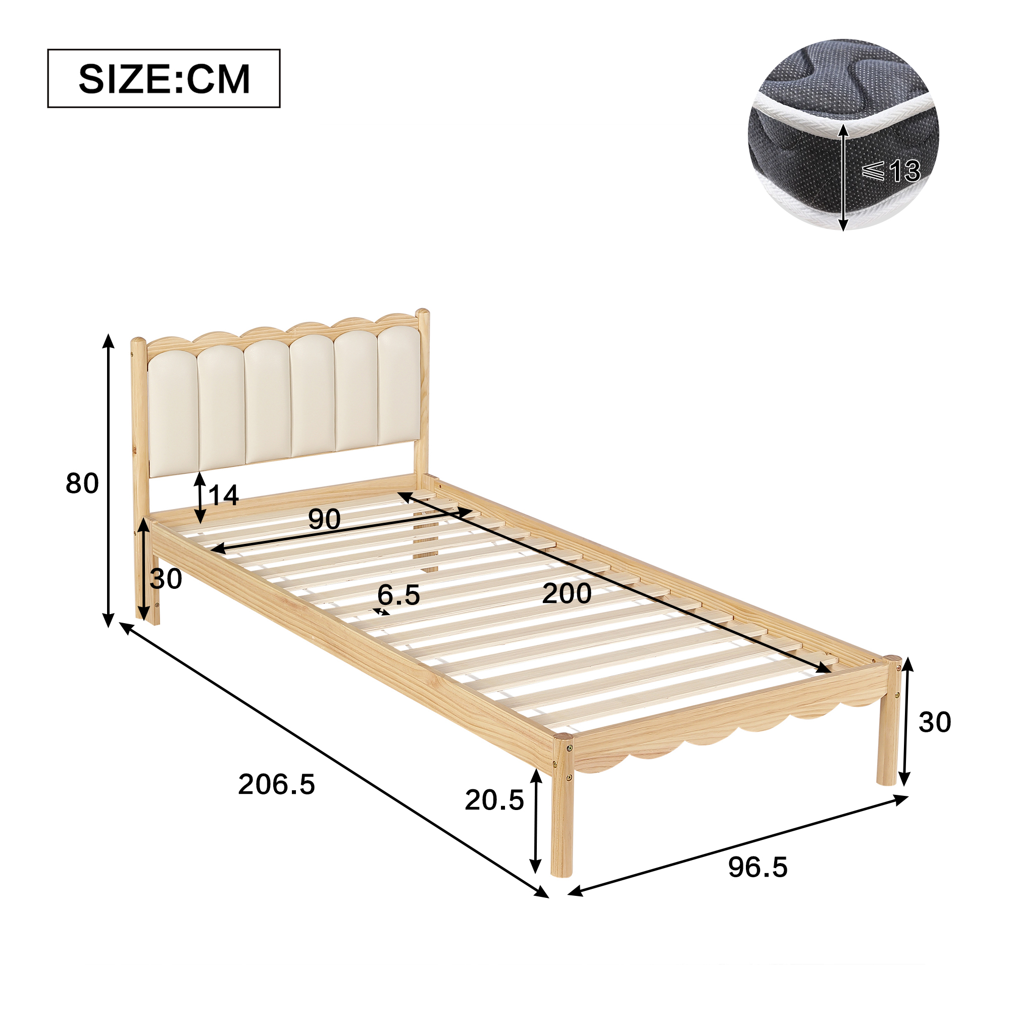 Dimensions lit enfant 206.5x96.5x80 cm