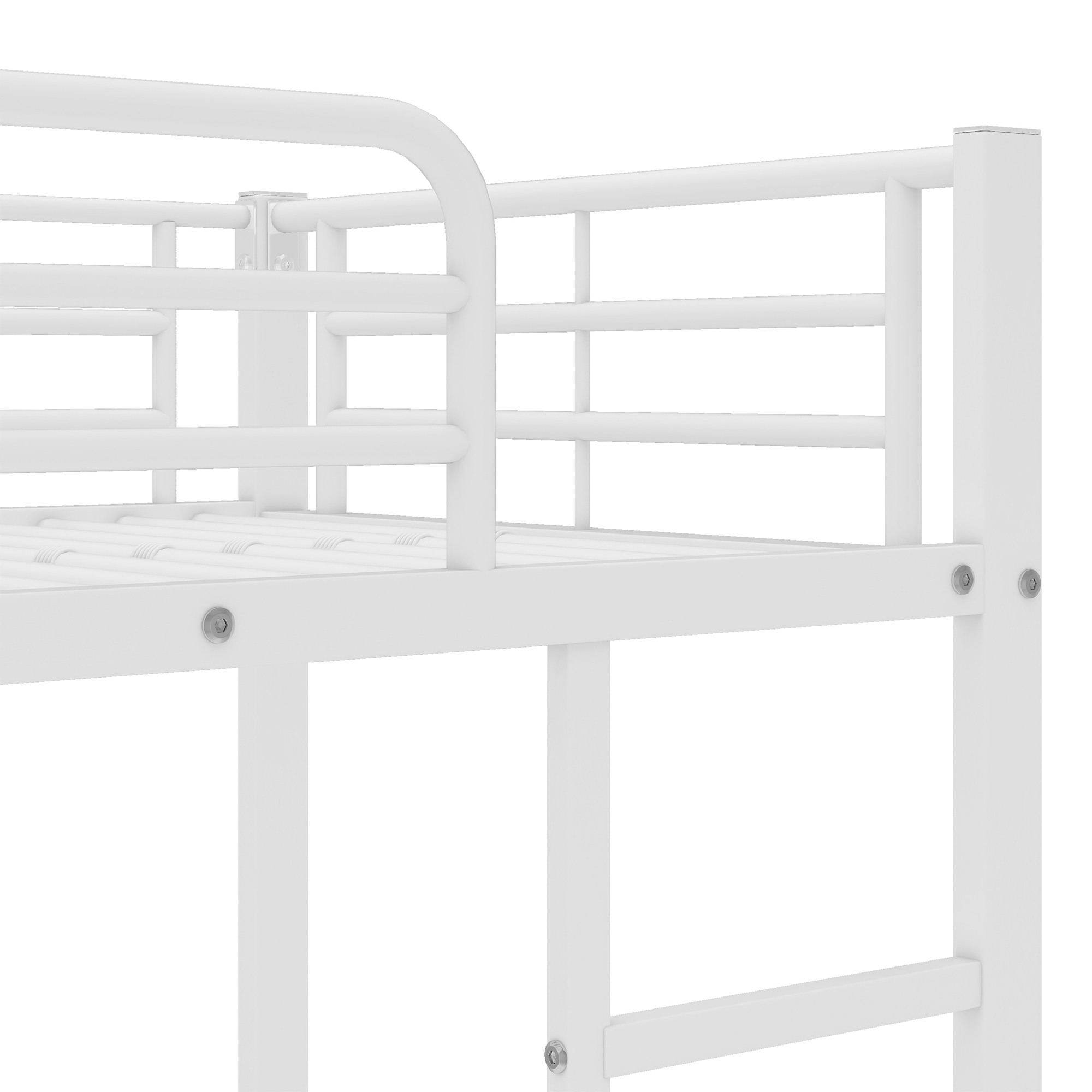 Lit superposé avec lit escamotable, pour matelas 90×200 et 90×190 cm, 4 barrières sécurité, échelle 3 marches, pour chambre d'enfant, gain de place vertical, accès sûr, design stable, style fonctionnel - image 15