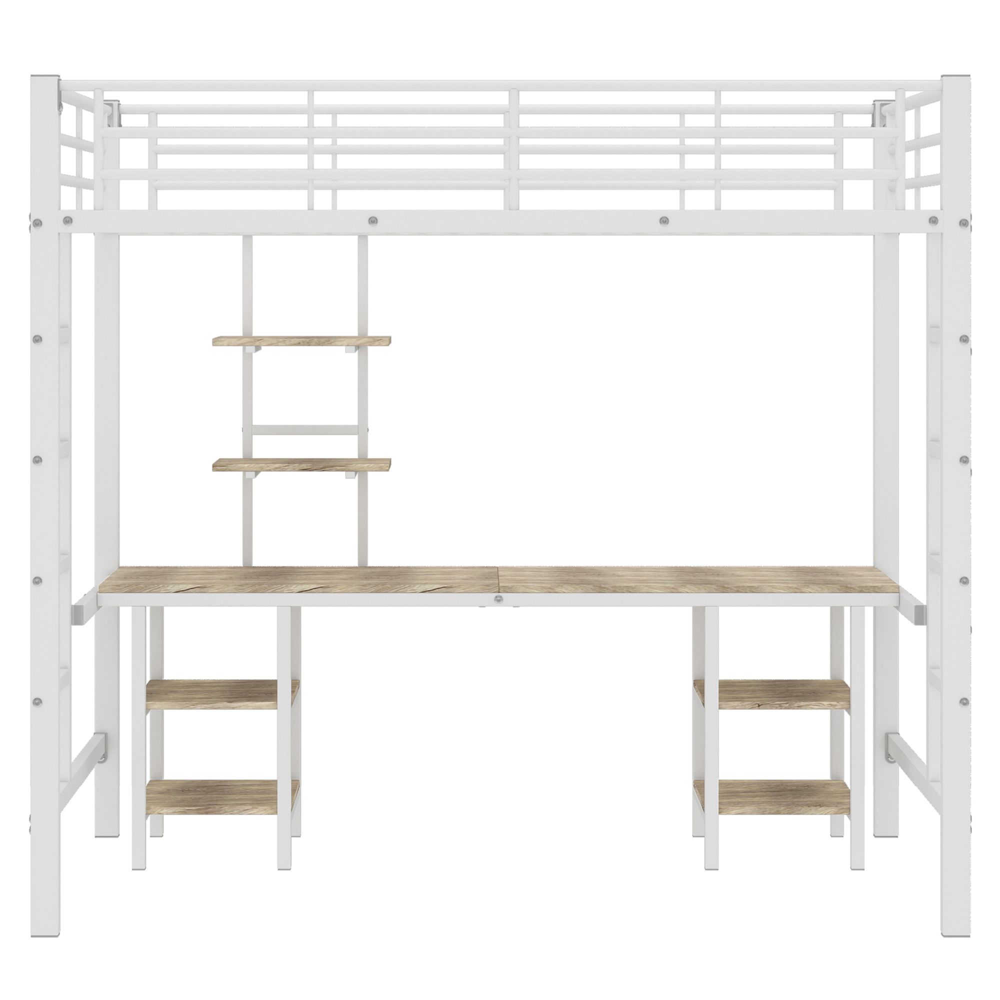 Lit superposé en fer avec bureau et étagères niveau inférieur, pour chambre d'enfant, construction robuste, design polyvalent, maximise espace, étude et jeu, stabilité, sécurité, style fonctionnel moderne - image 7