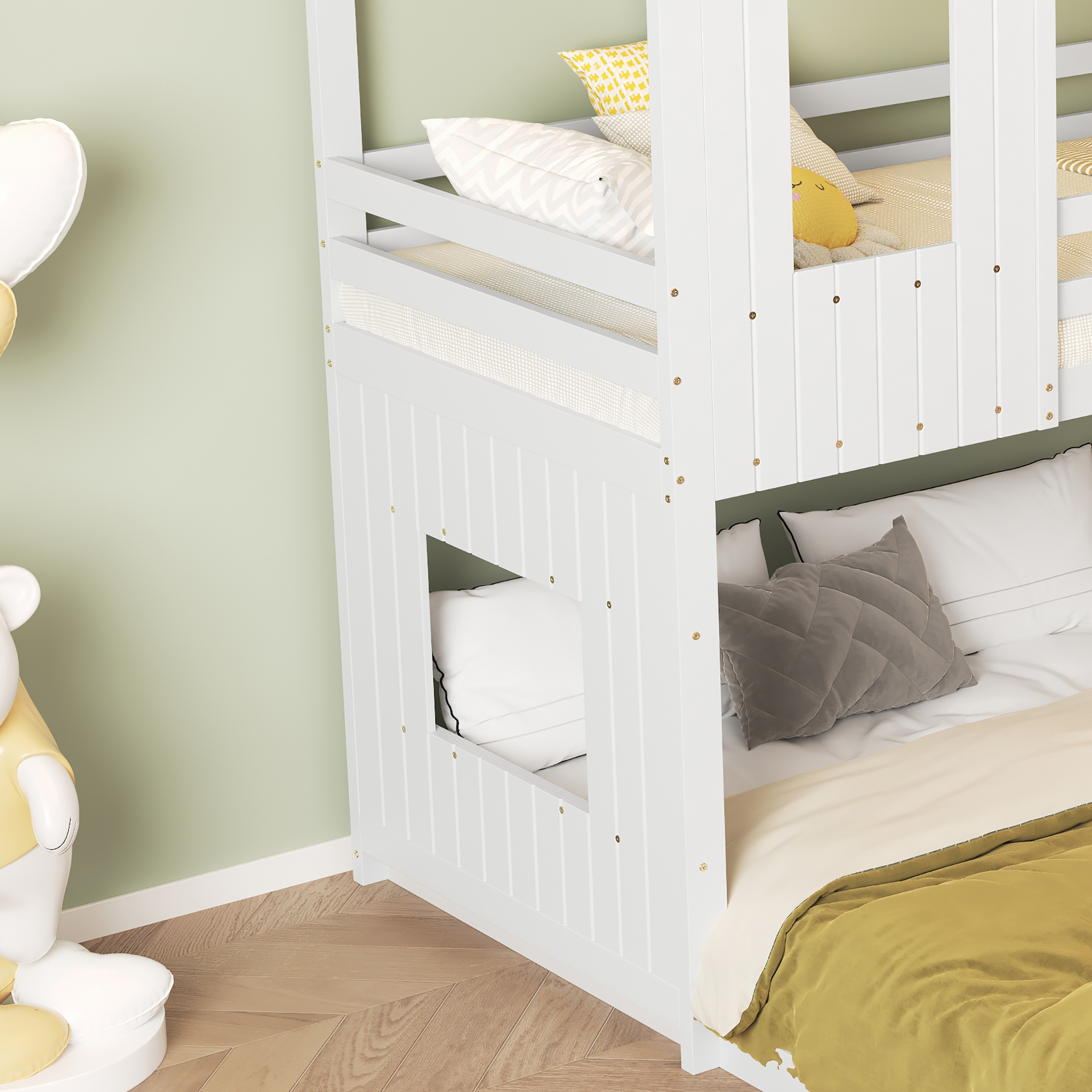 détail toit et bande‑fenêtre thème maison du lit supérieur