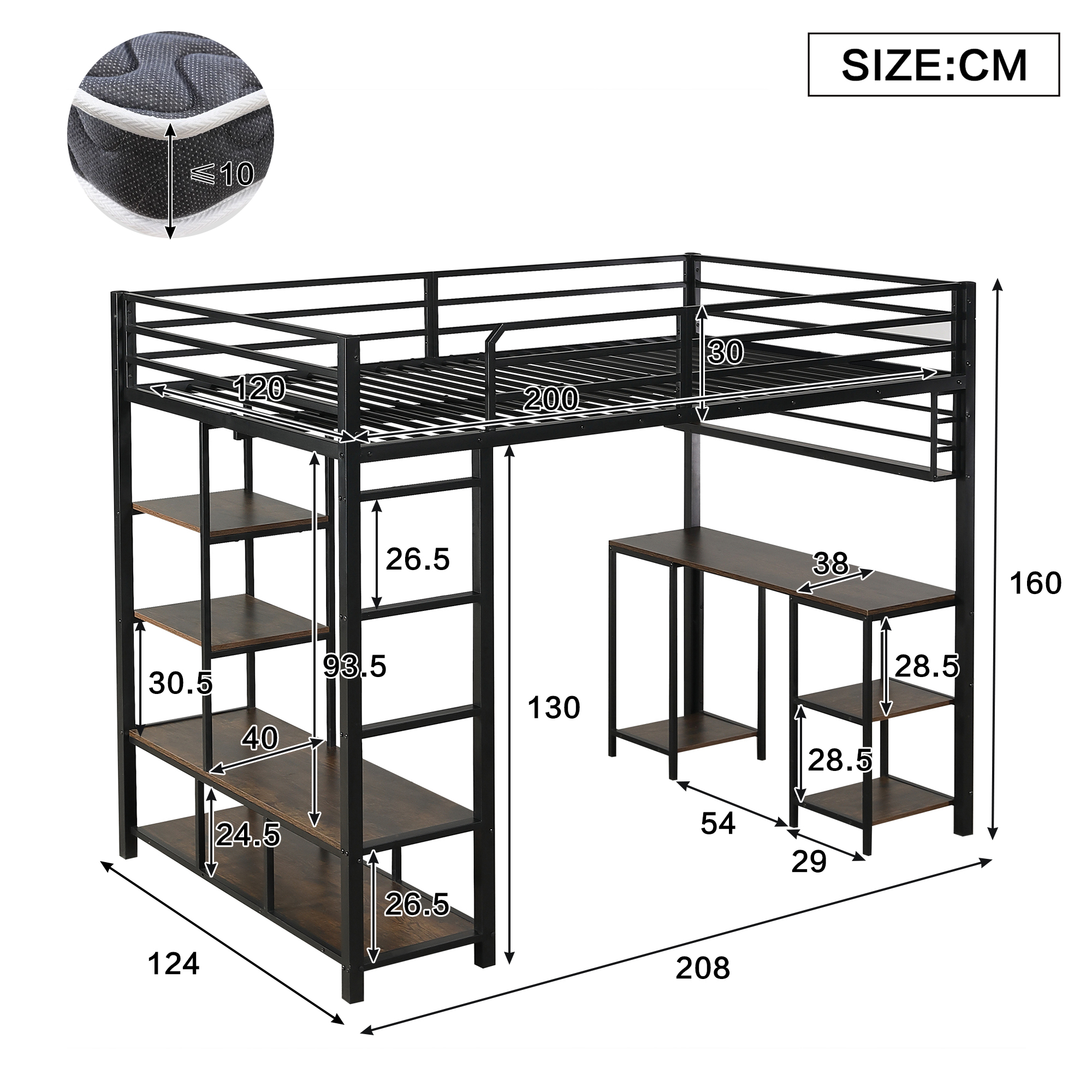 Dimensions du lit mezzanine