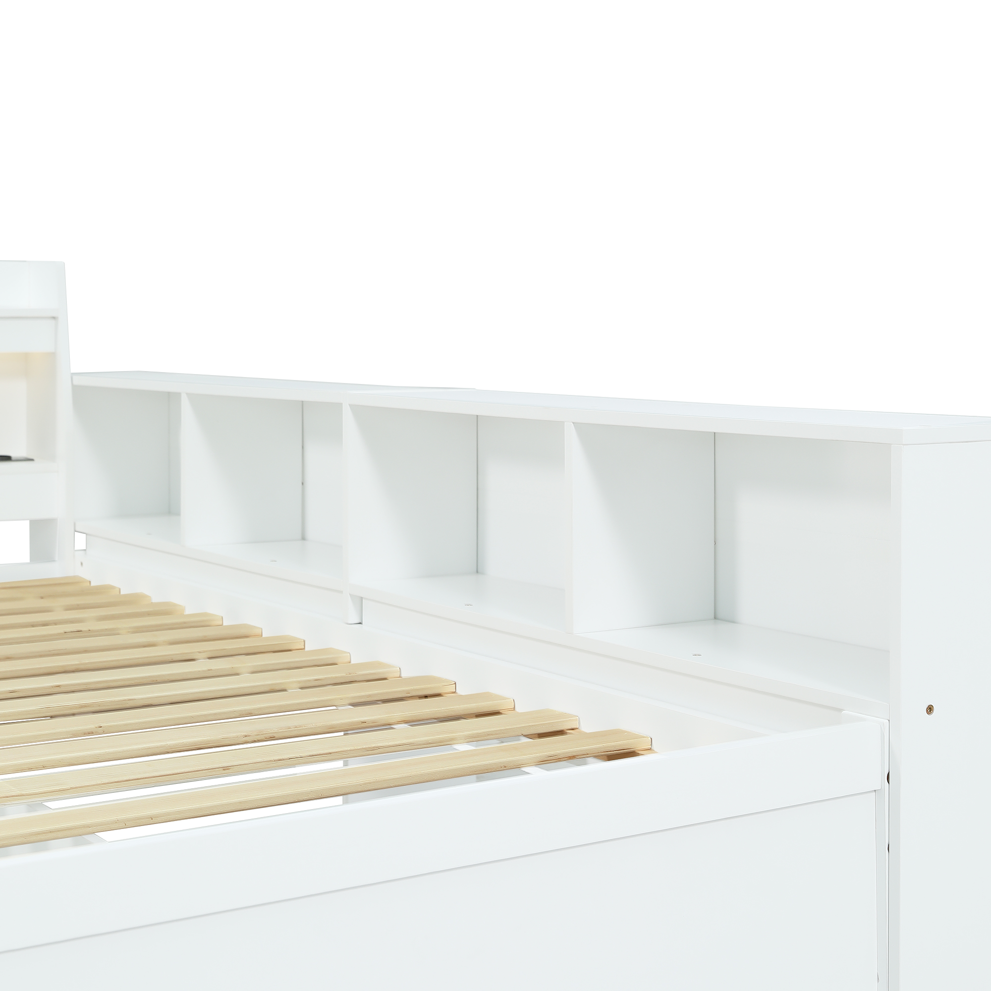 Einzelbett, Paneelbett, Kopfteil mit Ablagefach + 