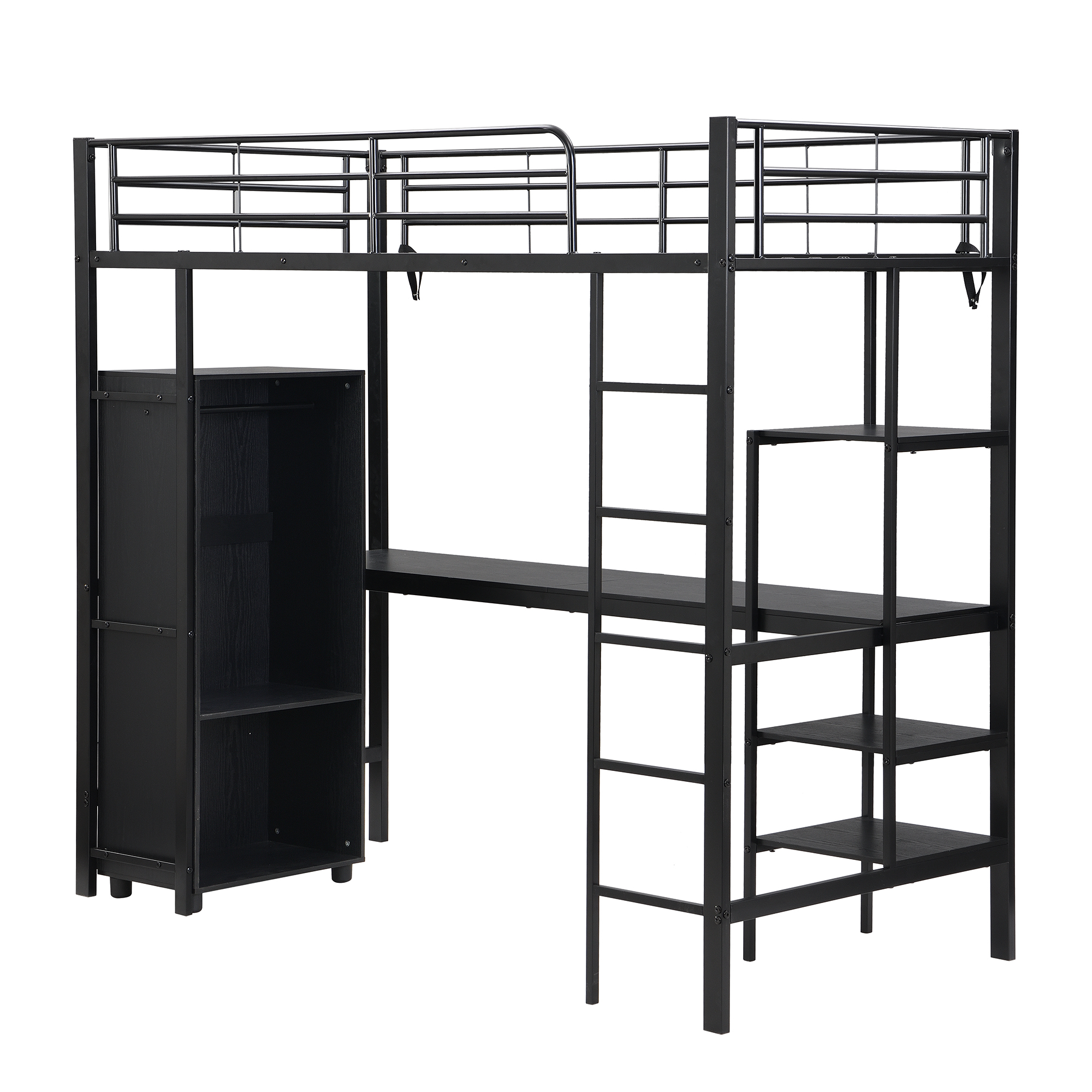 Lit mezzanine 90 x 200 cm en fer avec bureau de 2 - image 14