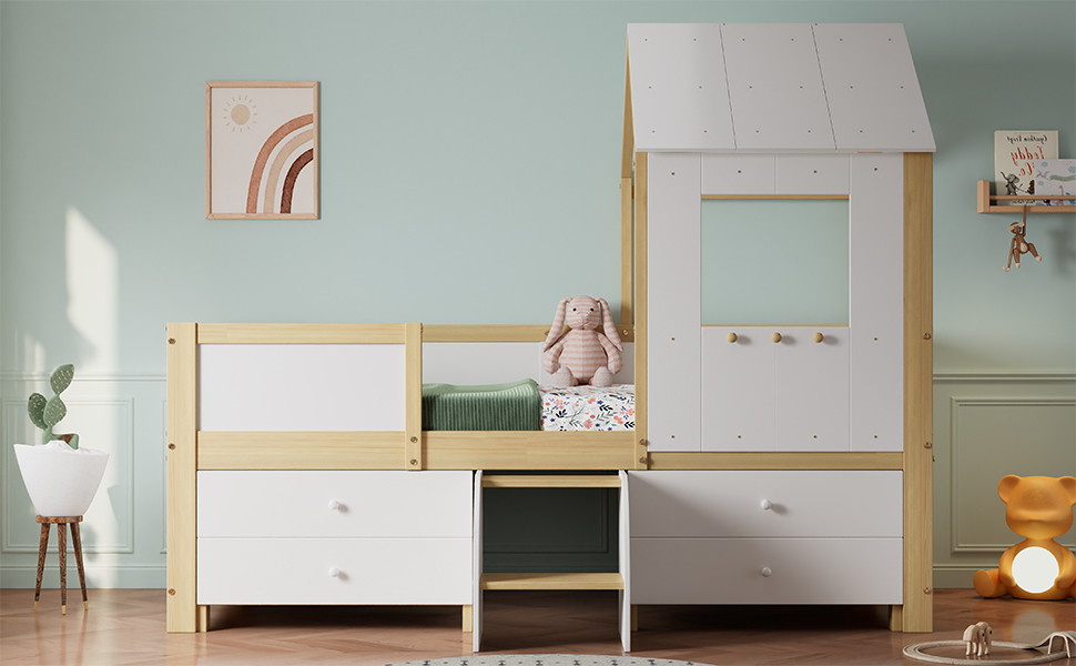 Lit enfant design maison vue laterale