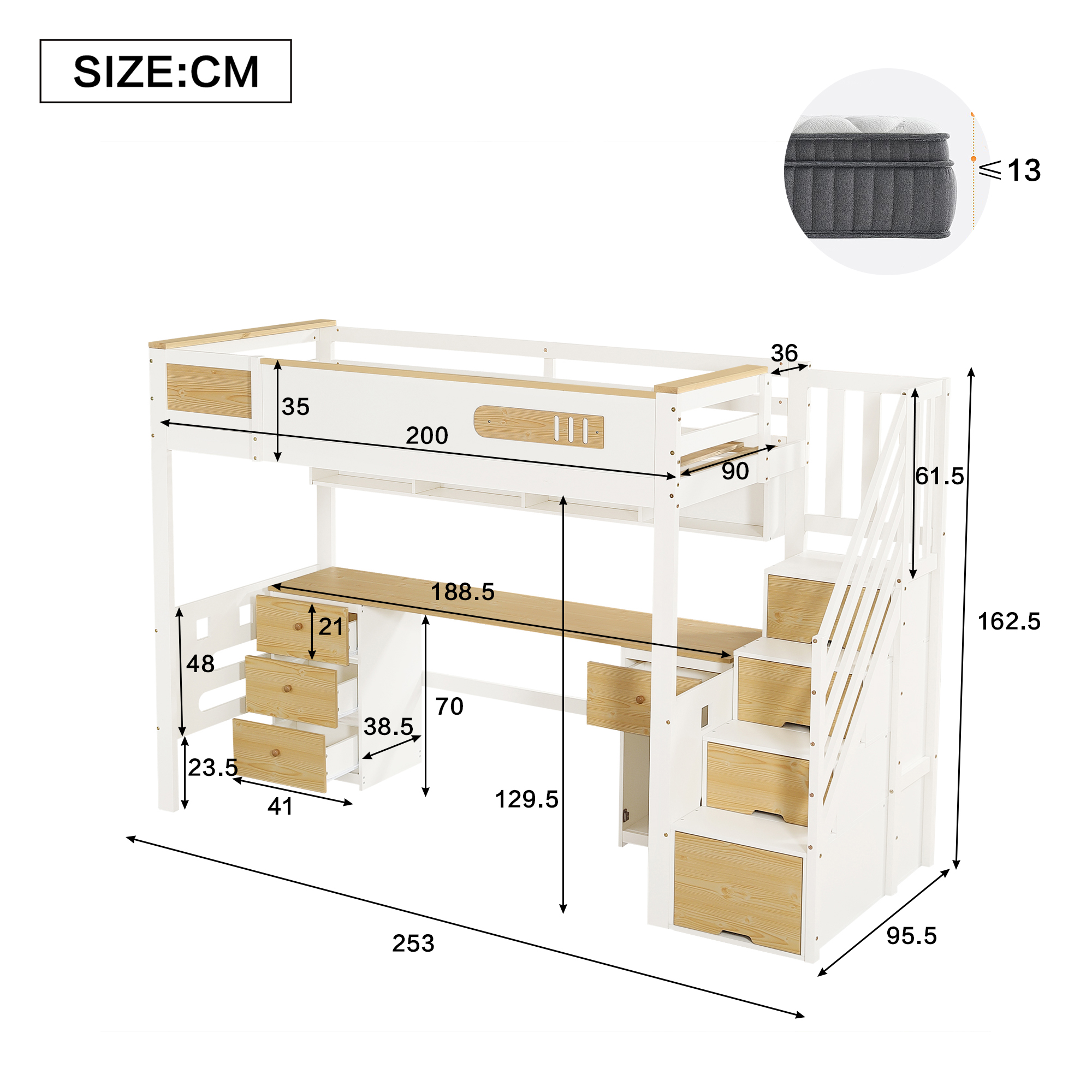 Dimensions du lit mezzanine
