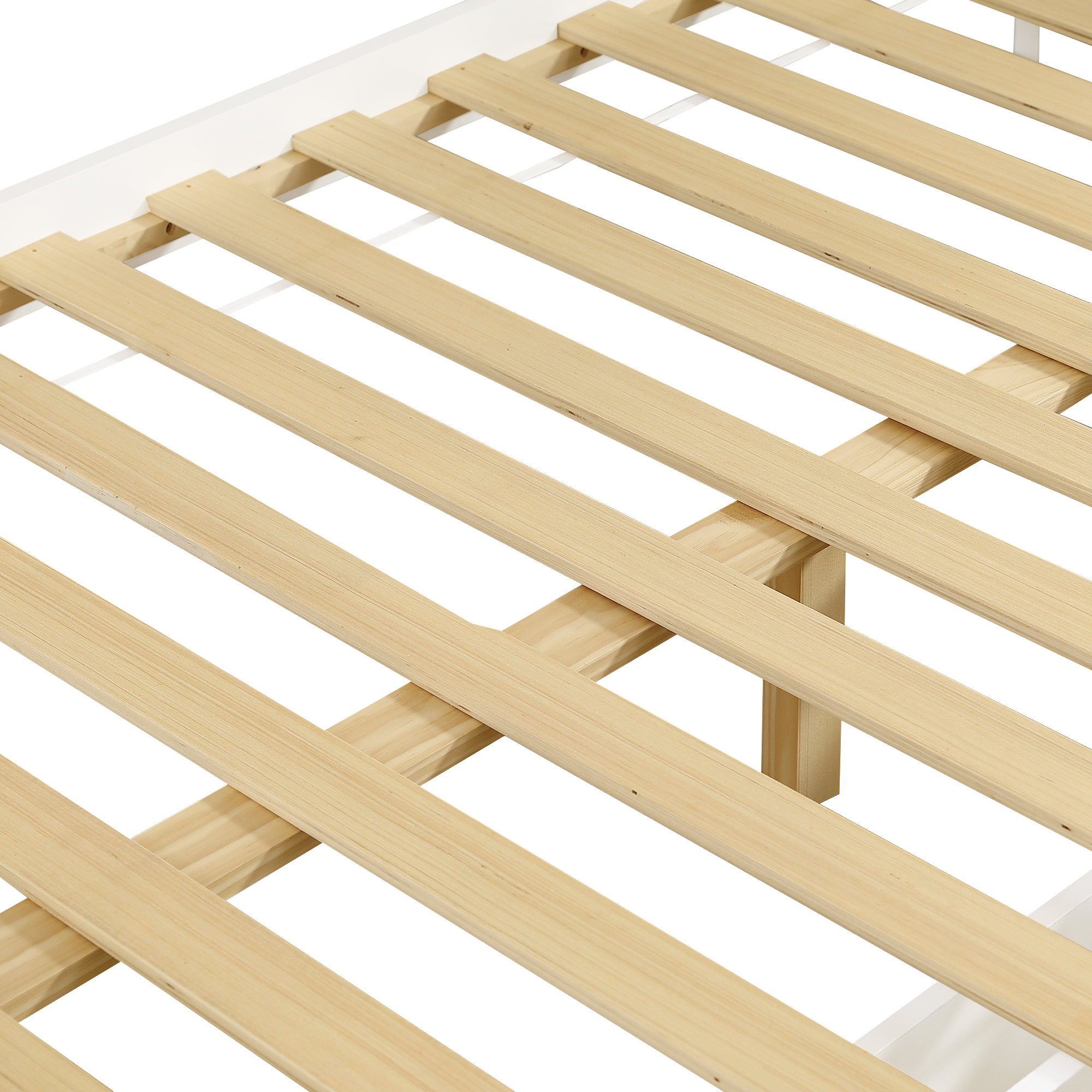 Lit superposé enfant pin/MDF/contreplaqué avec 2 tiroirs à roulettes, échelle-coffre d'angle, fenêtres exquises, pour chambre d'enfant, beaucoup de rangement, sécurité, design charmant, stabilité, durabilité - image 24