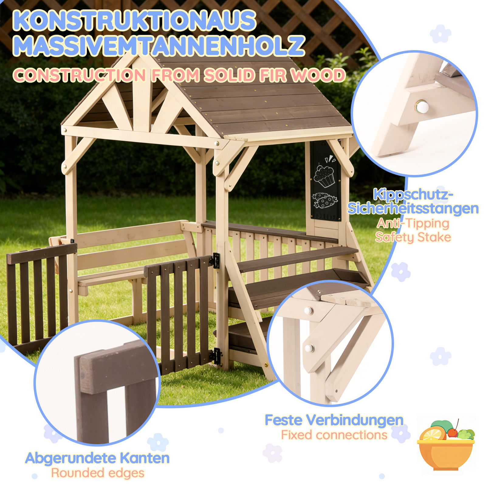 Maison‑kiosque de jeu bois vue générale jardin