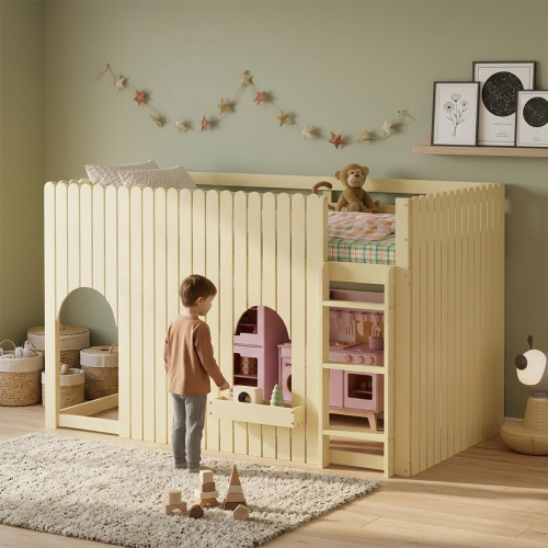 Espace aménageable sous le lit enfant surélevé