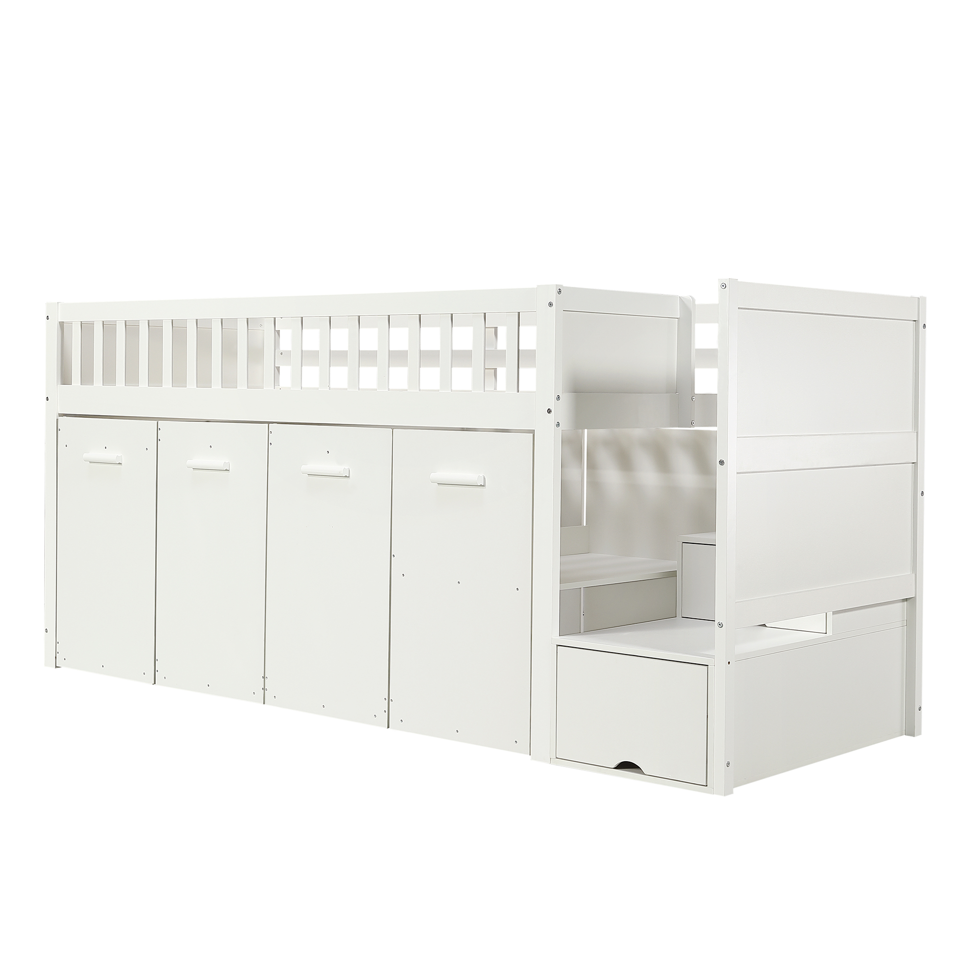 Lit superposé 90x200 cm gain de place 254x95x115 cm en bois Blanc - points forts 1