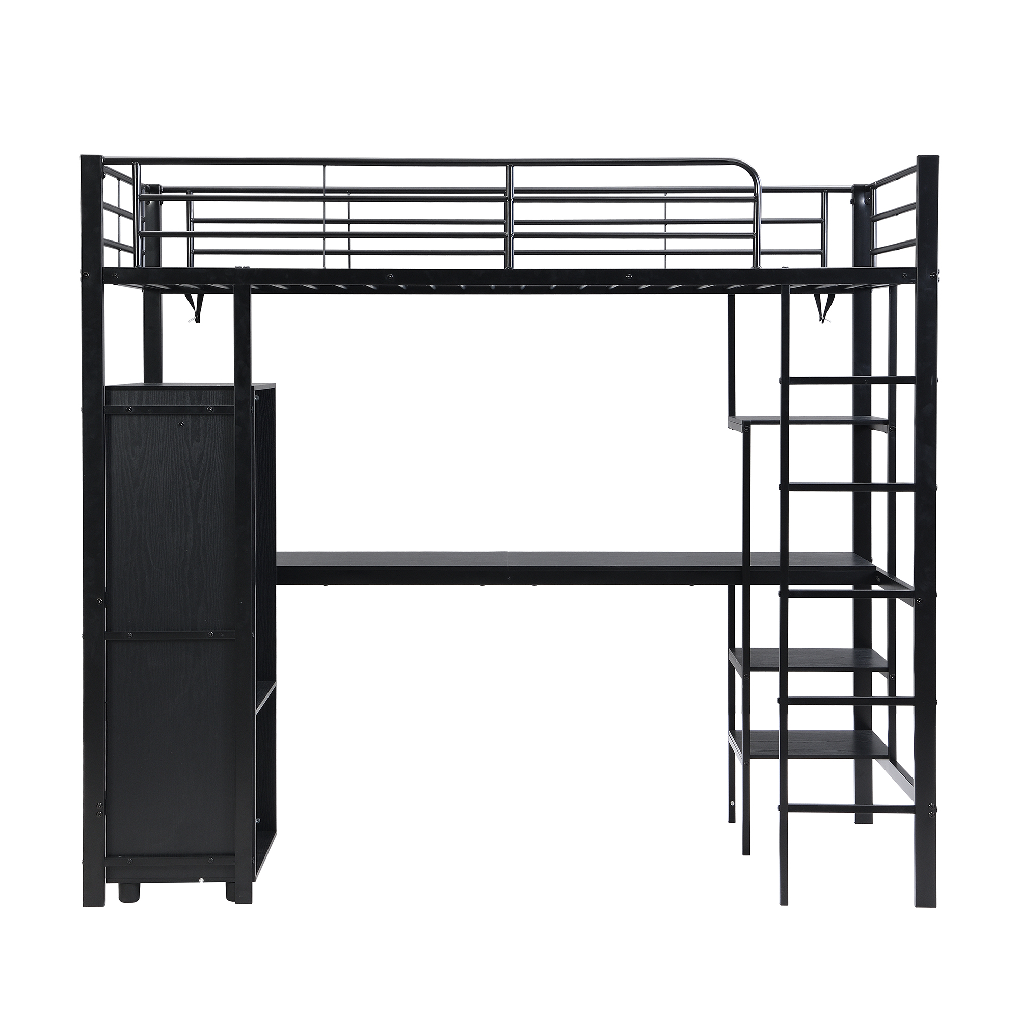 Lit mezzanine 90 x 200 cm en fer avec bureau de 2 - image 13