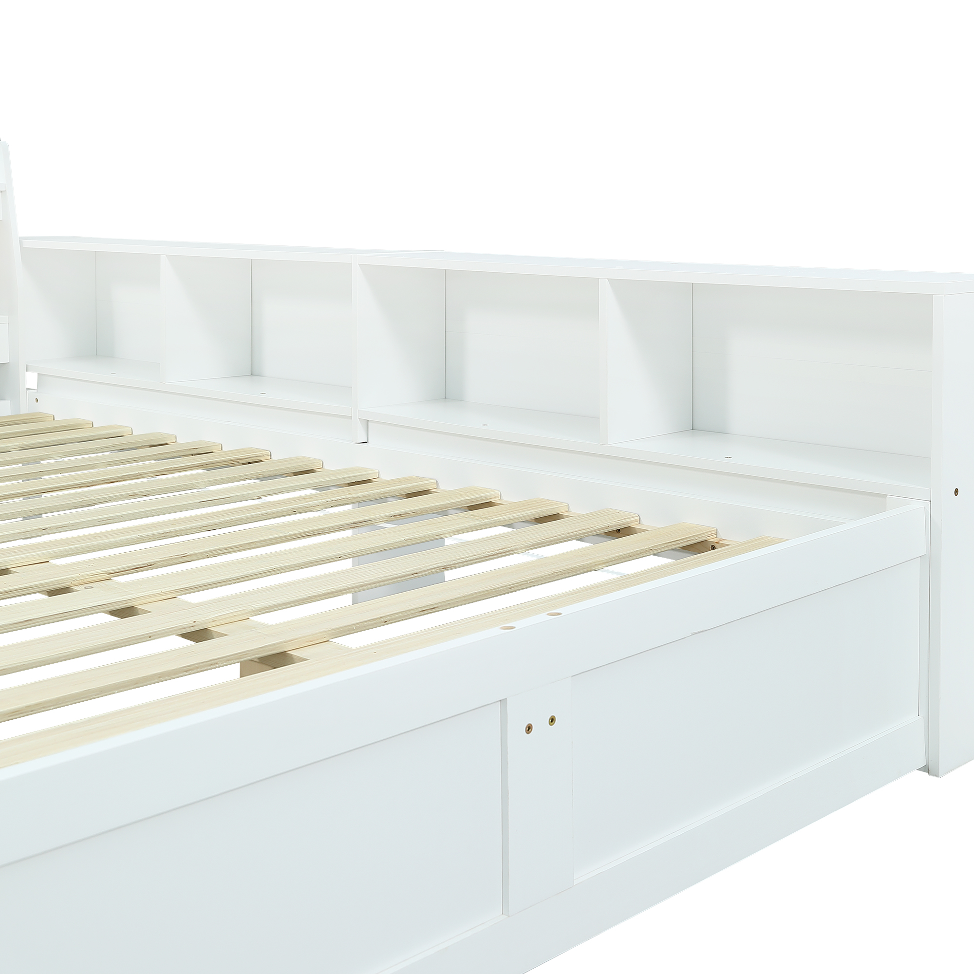 Doppelbett, Paneelbett, Kopfteil mit Ablagefach + 