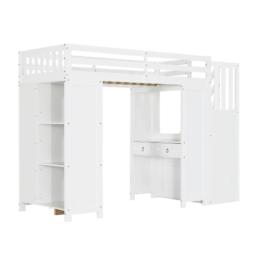Structure blanche en pin, MDF et panneaux de particules