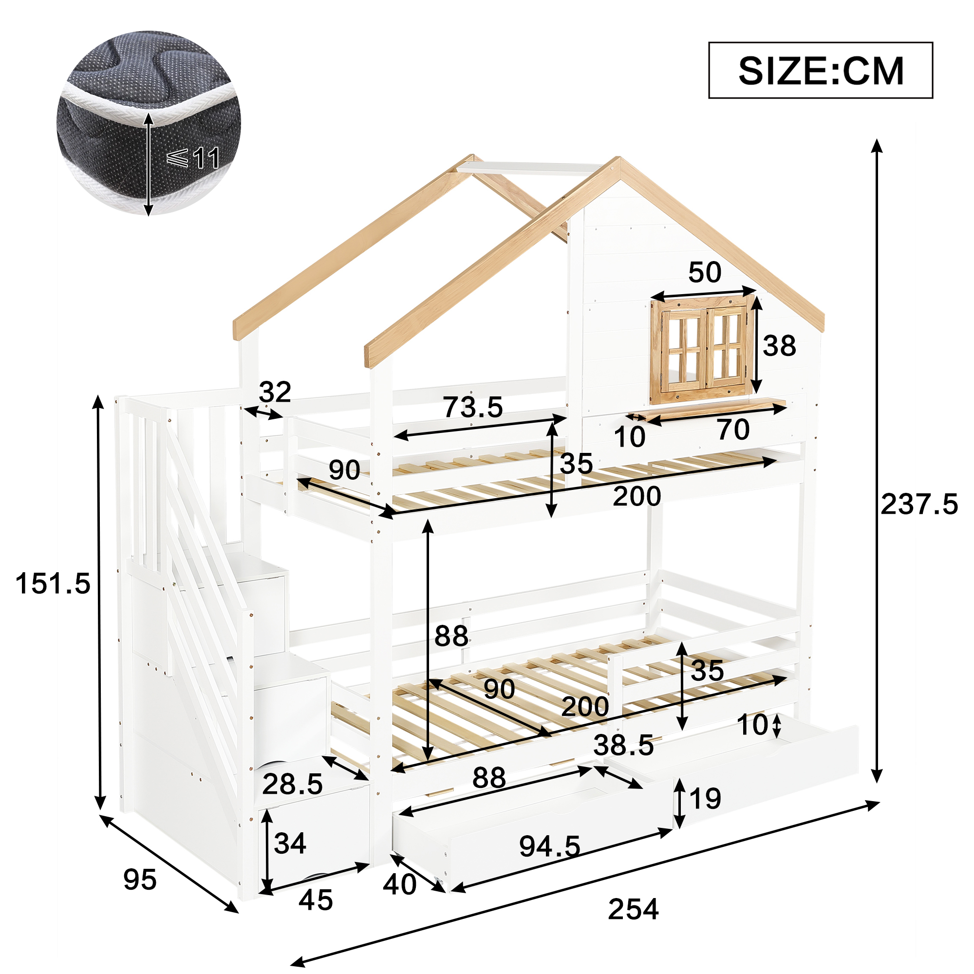 Dimensions du lit superposé