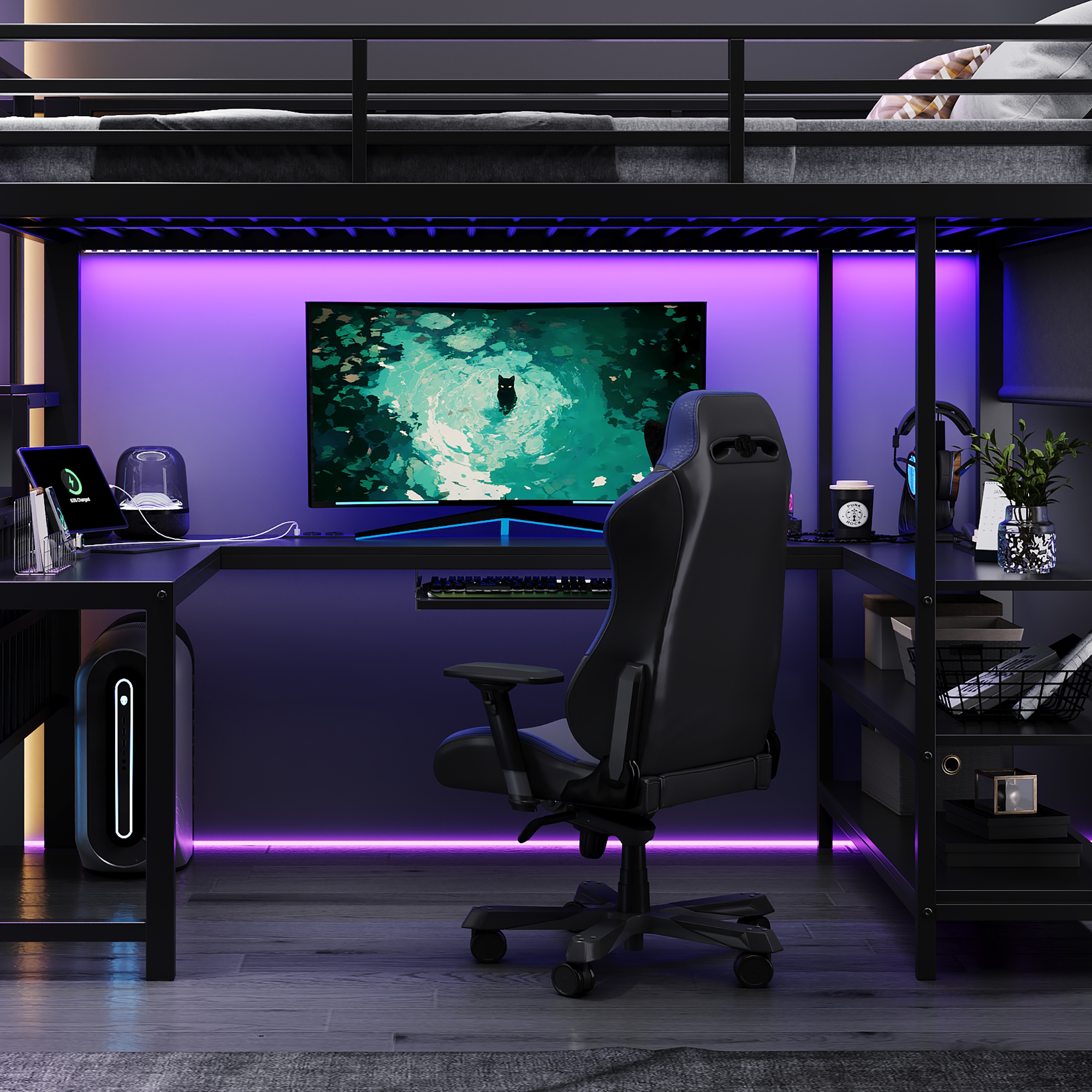 Bureau gaming lit mezzanine