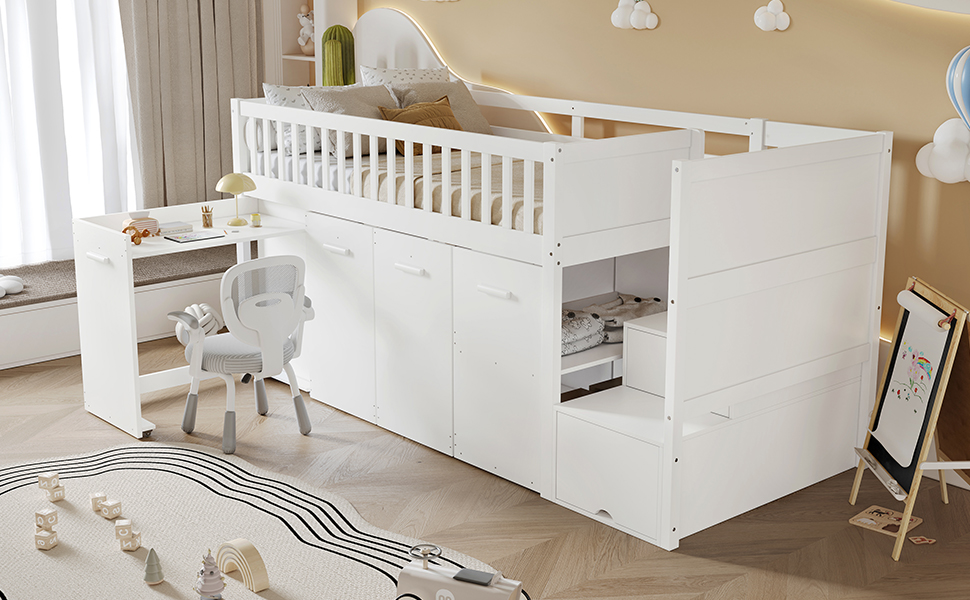 Bureau intégré sous le lit