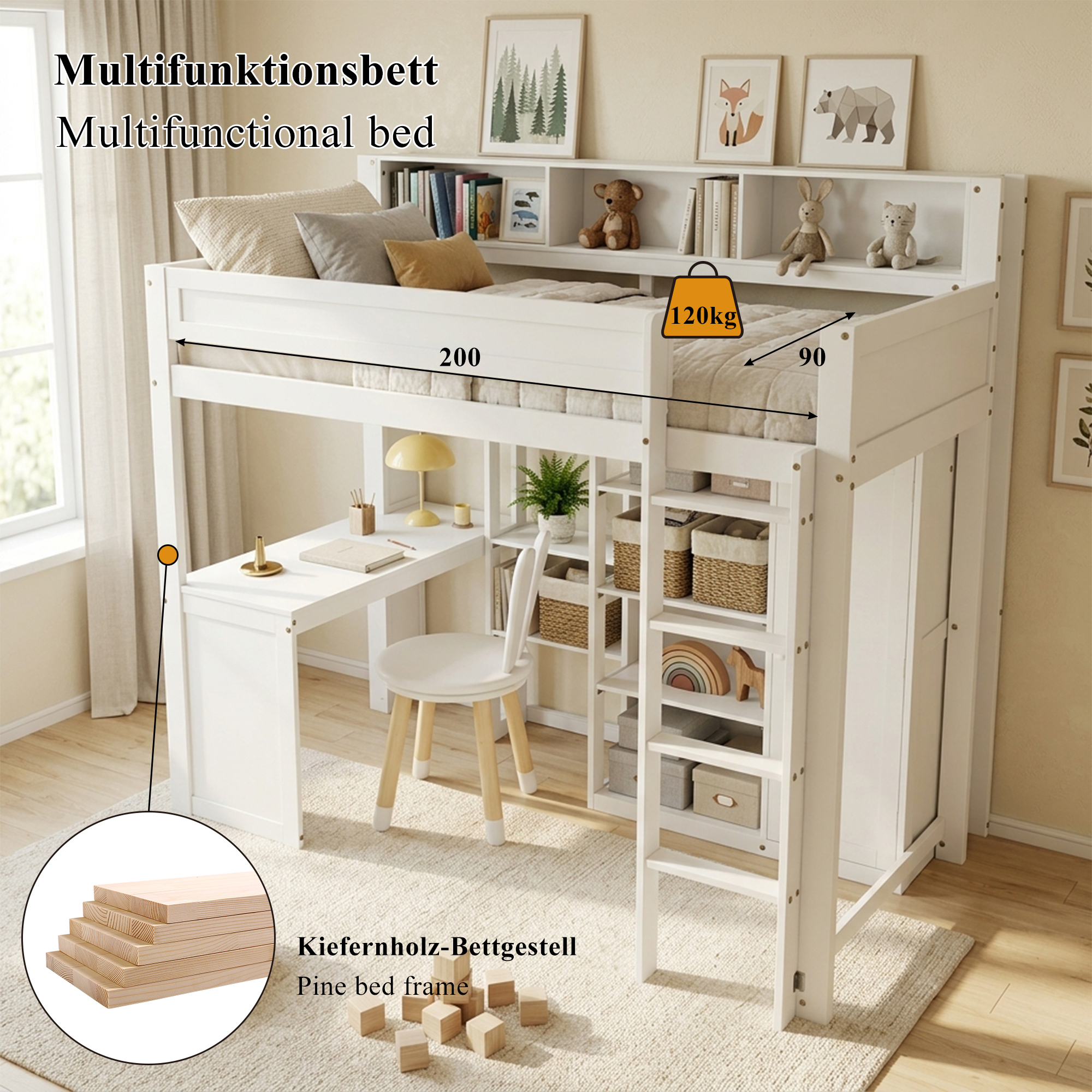 Bureau intégré du lit superposé