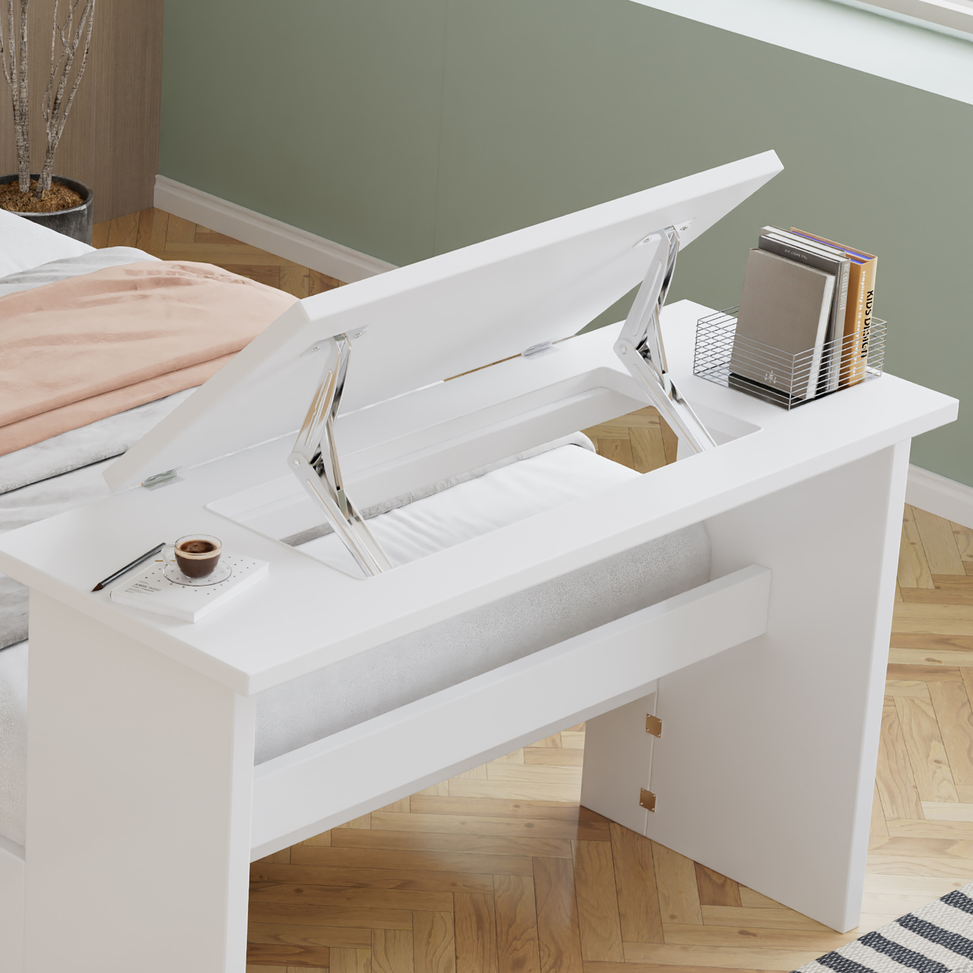 Vue d'ensemble du lit blanc design