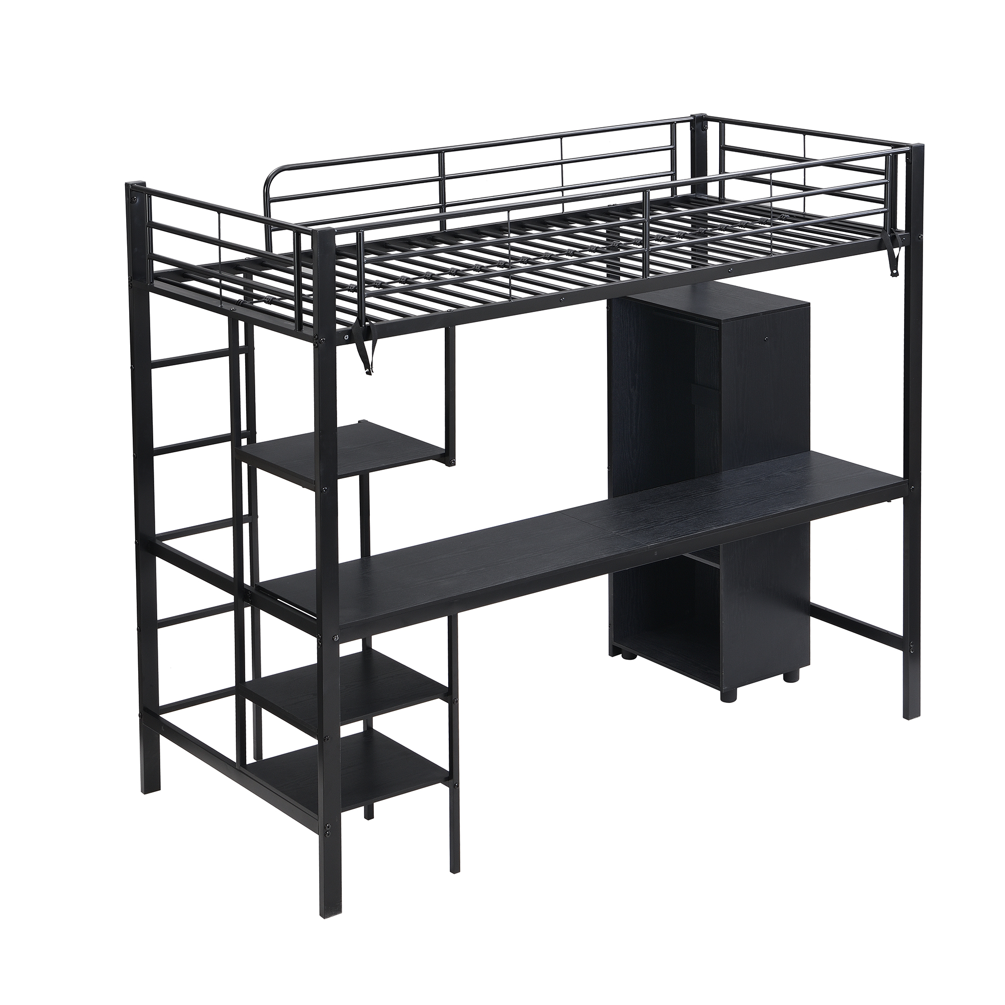 Lit mezzanine 90 x 200 cm en fer avec bureau de 2 - image 17