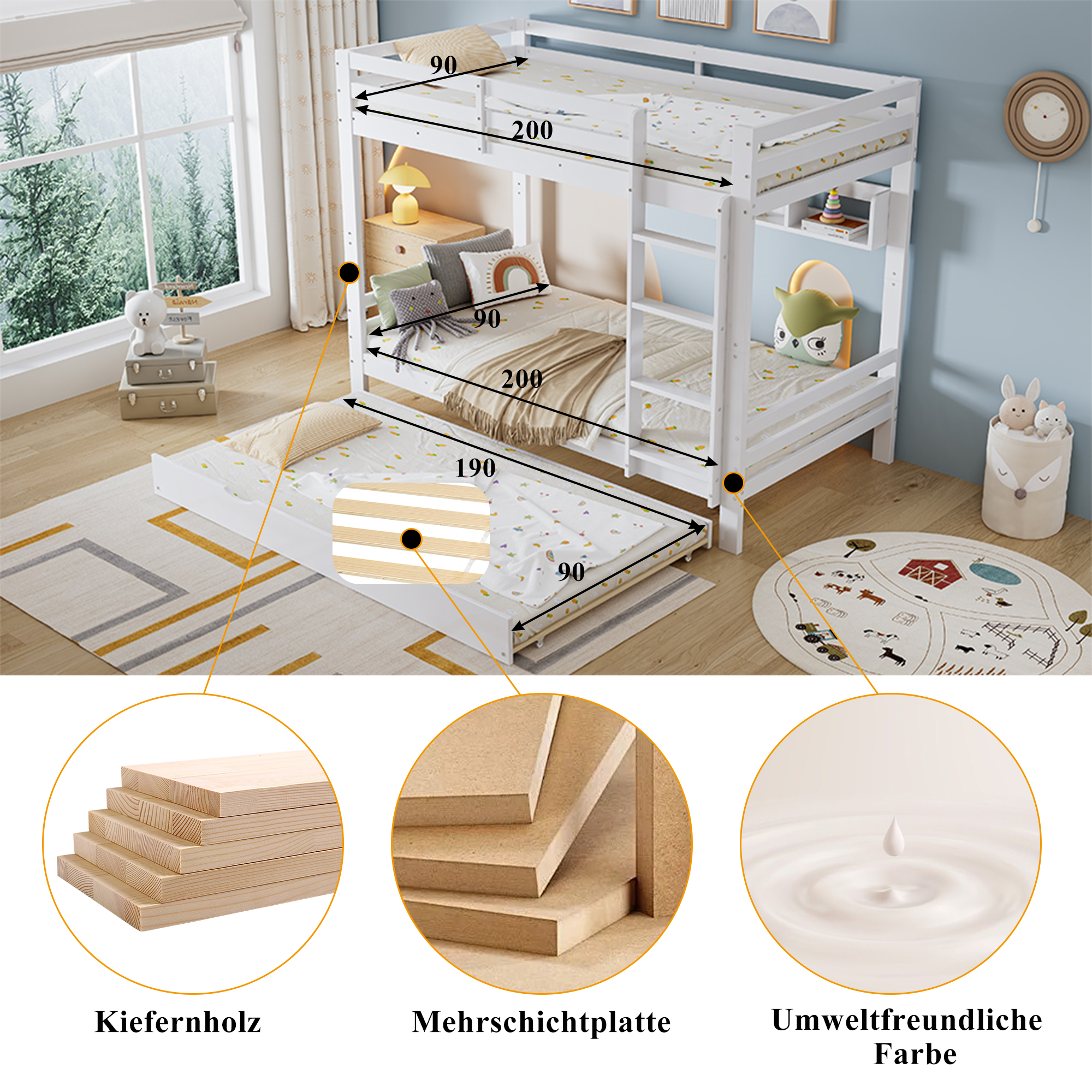 Détail du lit superposé